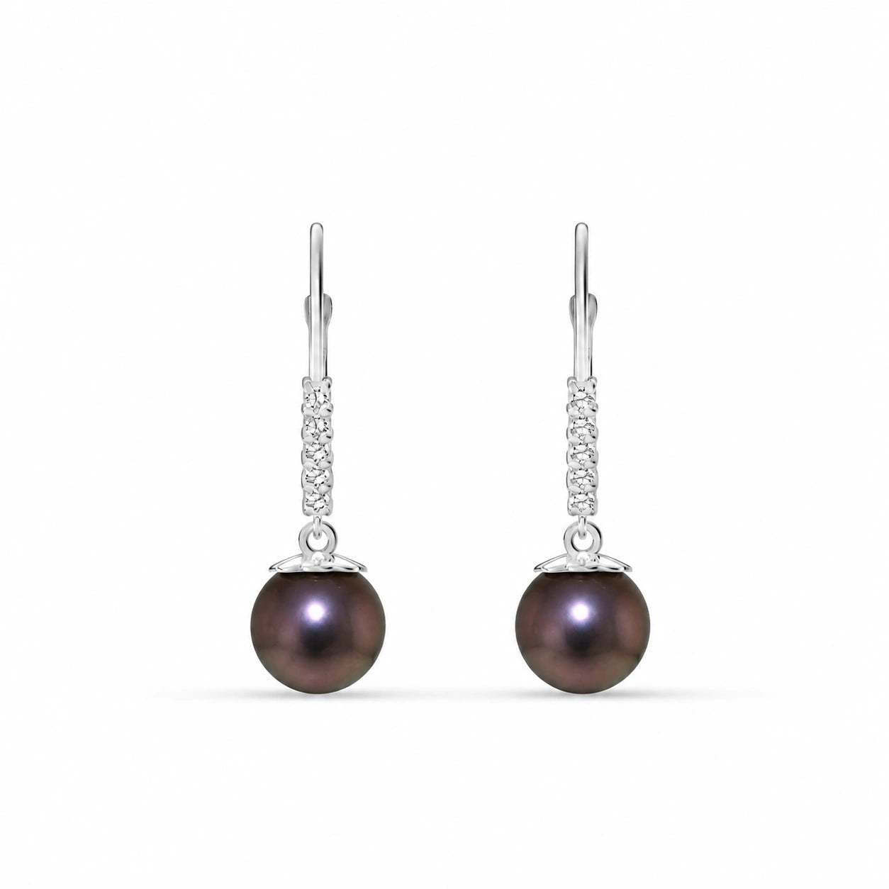 White Gold Eternal Drop Earrings Pearl 10K — Altea