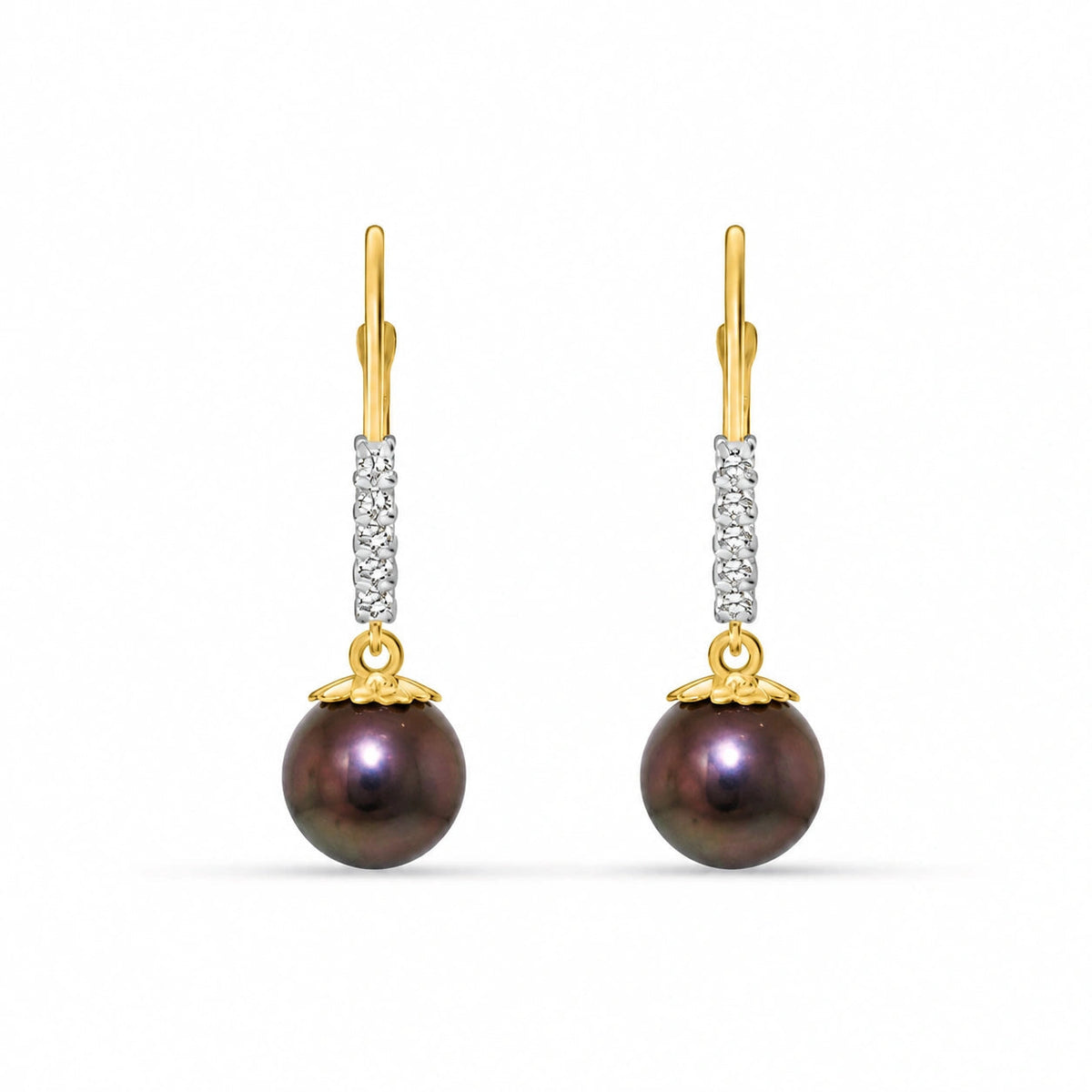 Yellow Gold Eternal Drop Earrings Pearl 10K — Altea