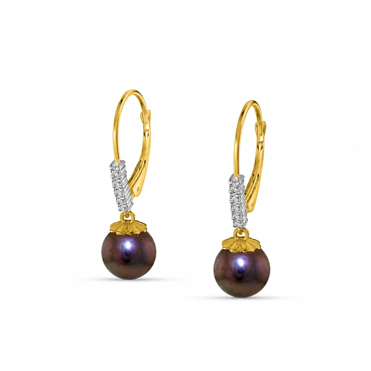 Yellow Gold Eternal Drop Earrings Pearl 10K — Altea