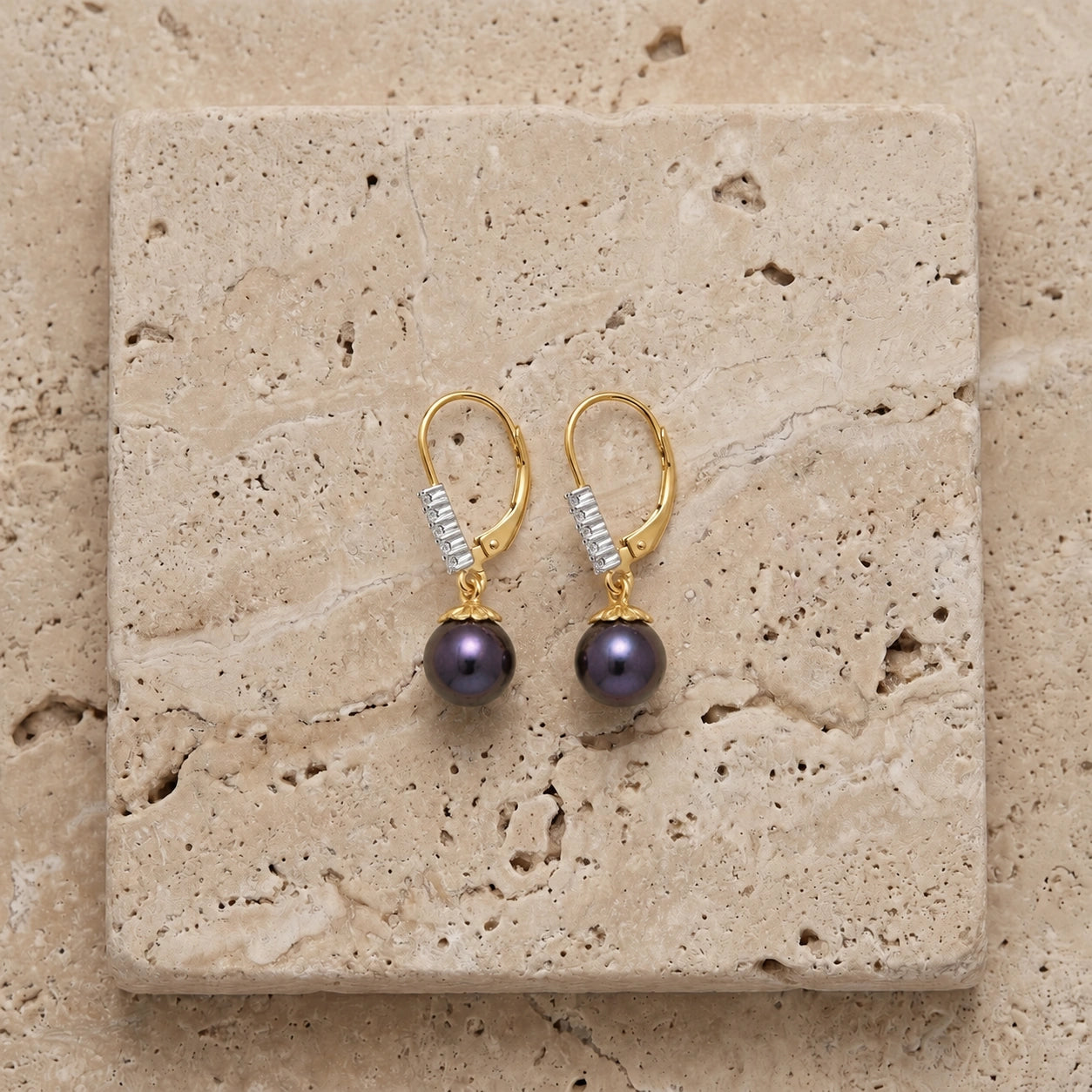 Yellow Gold Eternal Drop Earrings Pearl 10K — Altea