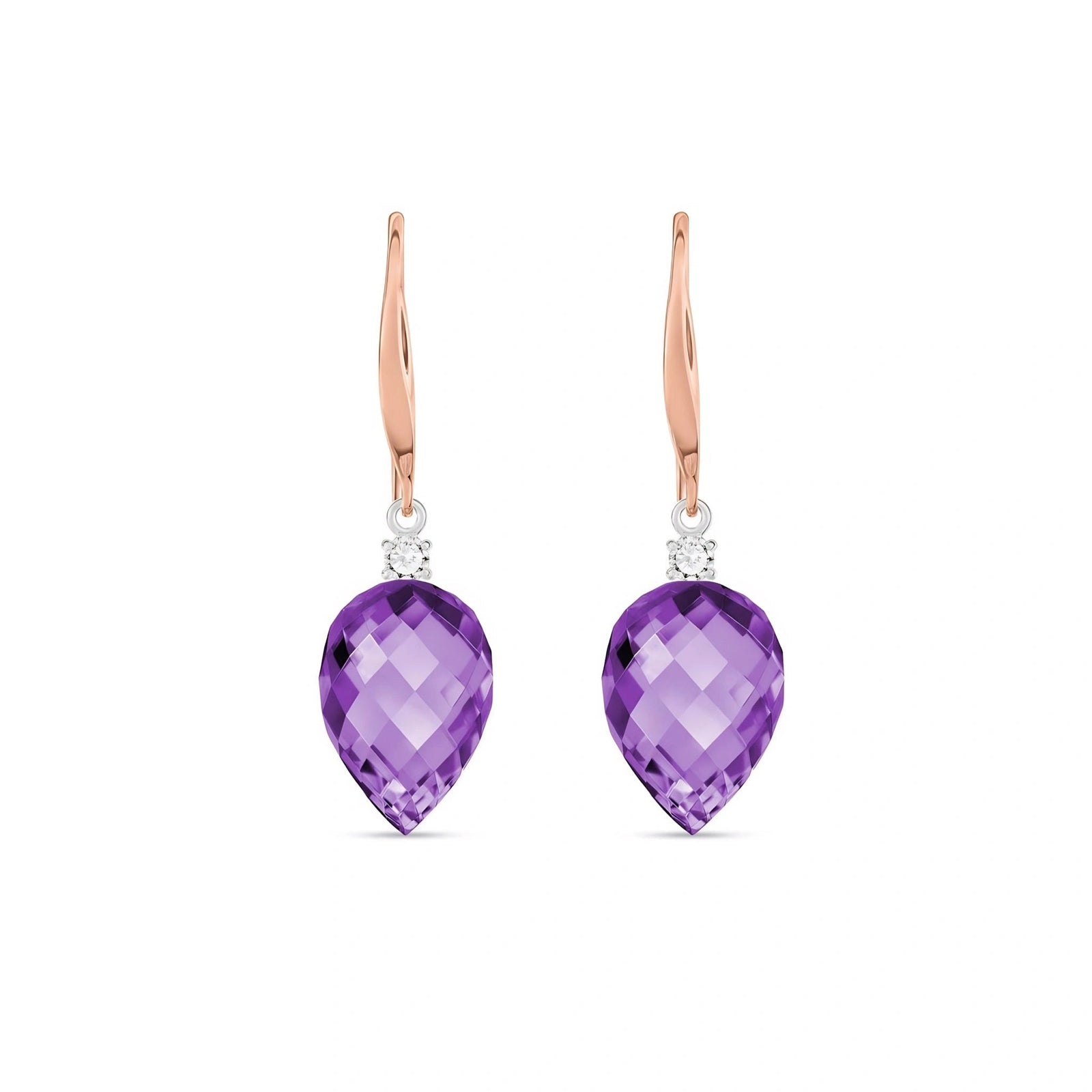 Rose Gold Earrings Amethyst 10K — Rosangela