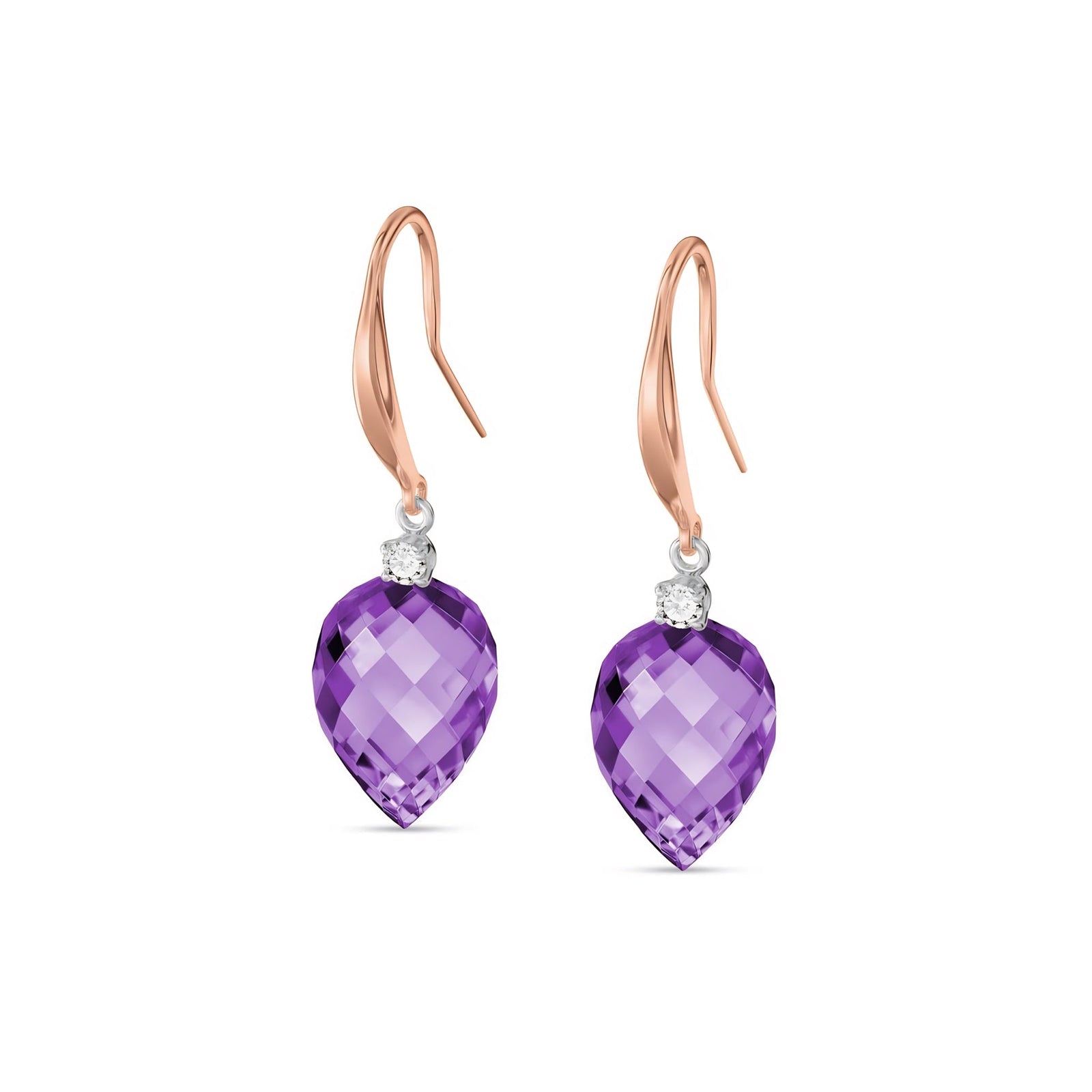 Rose Gold Earrings Amethyst 10K — Rosangela