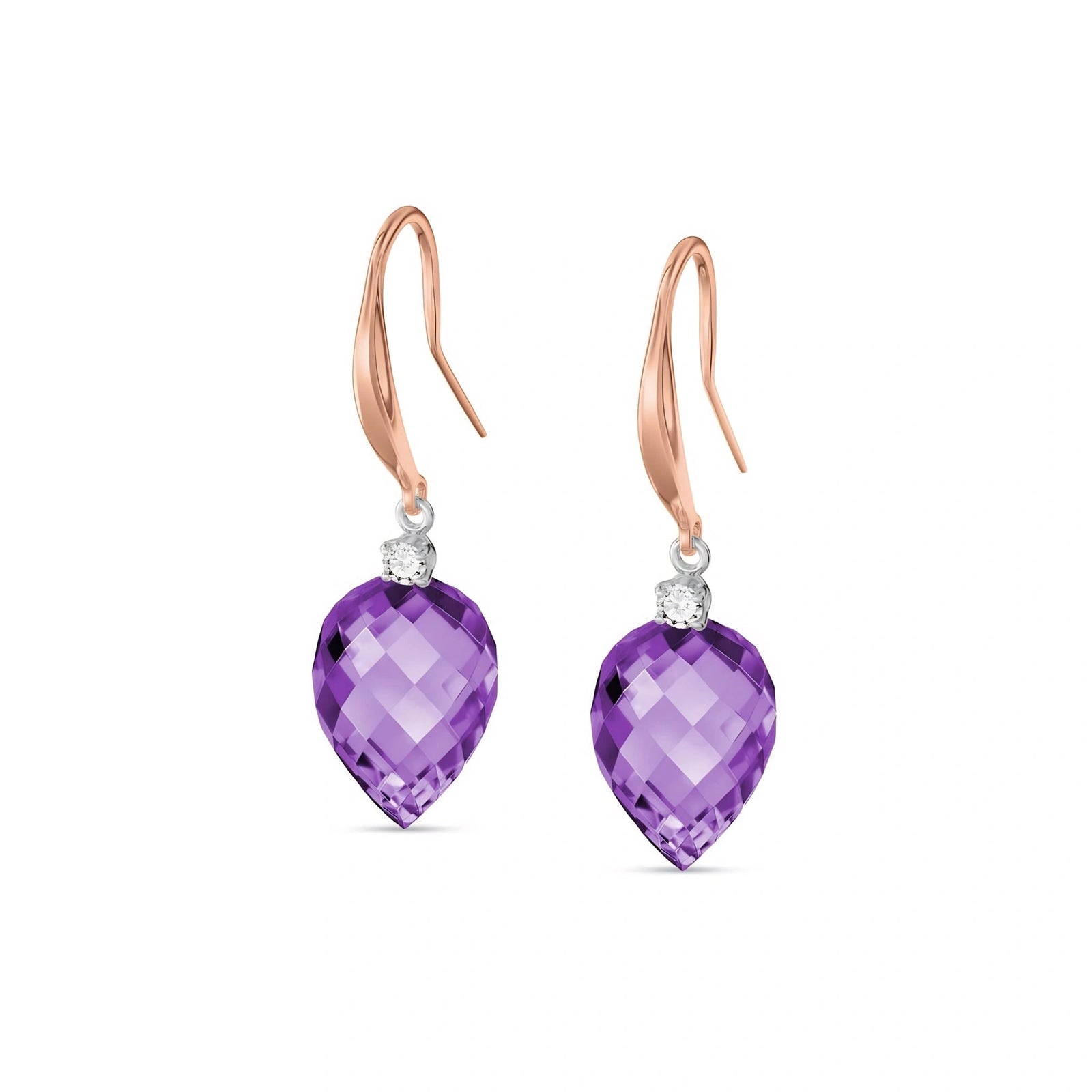Rose Gold Earrings Amethyst 10K — Rosangela
