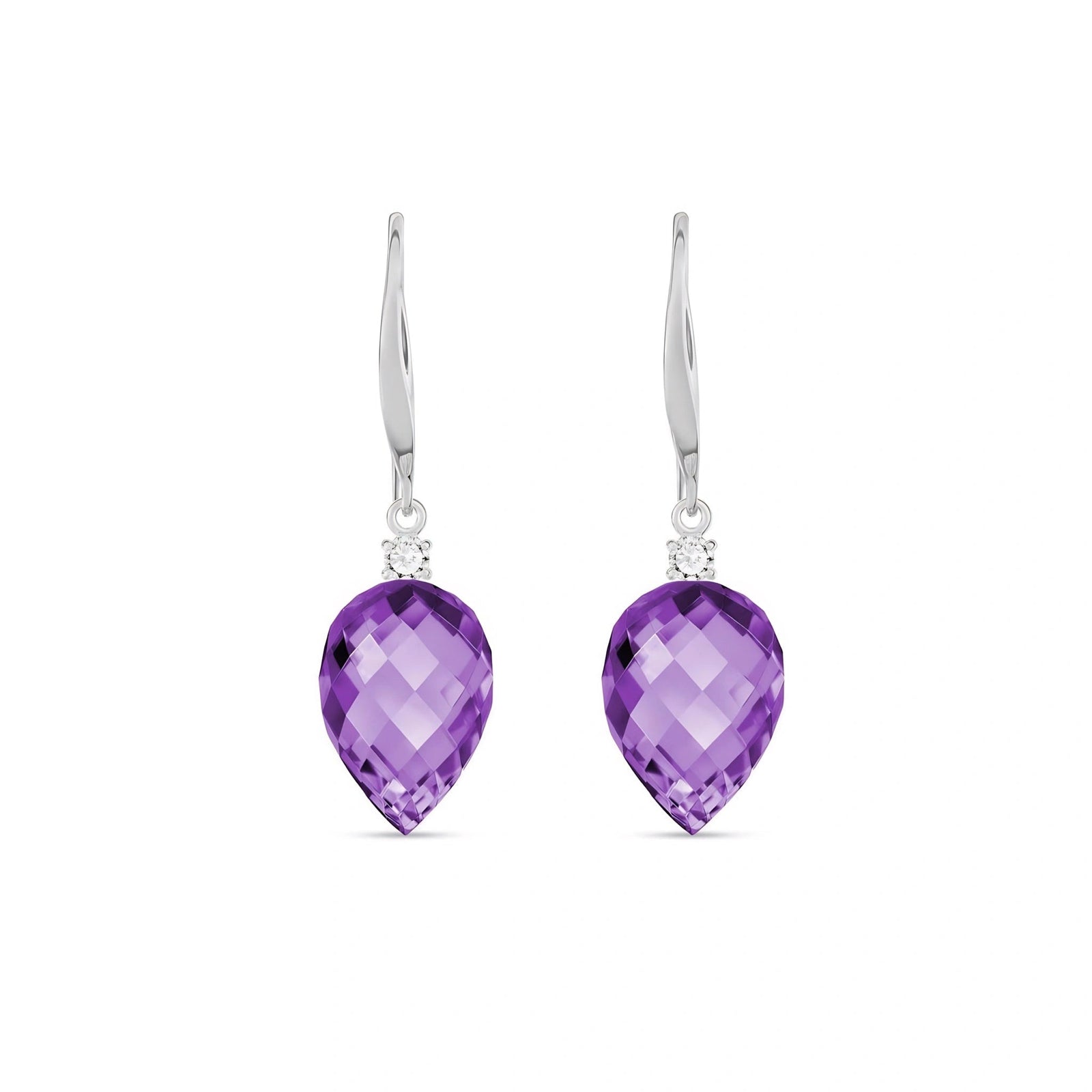 White Gold Earrings Amethyst 10K — Rosangela