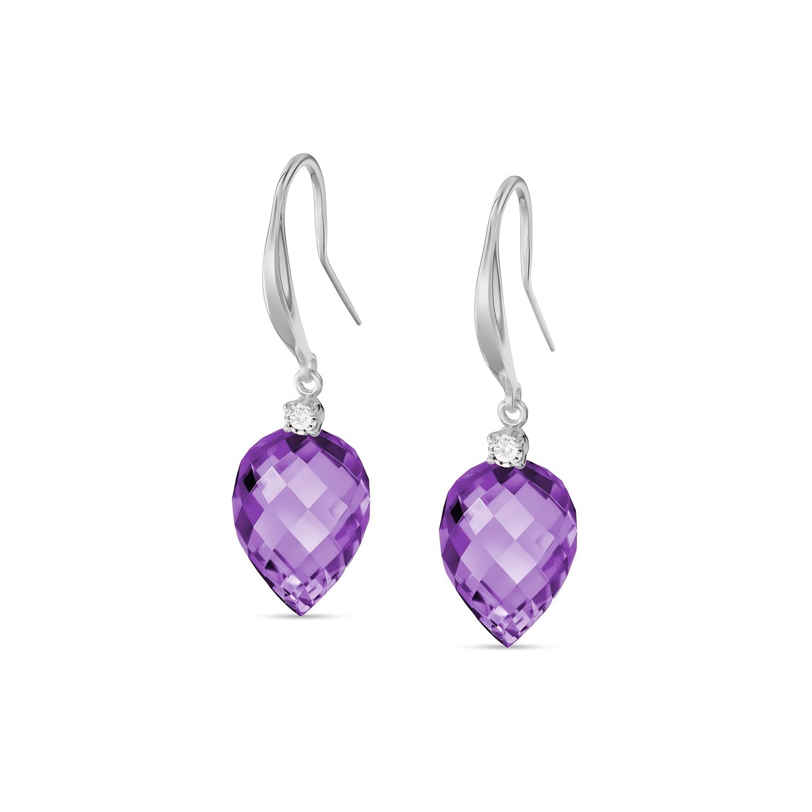 White Gold Earrings Amethyst 10K — Rosangela