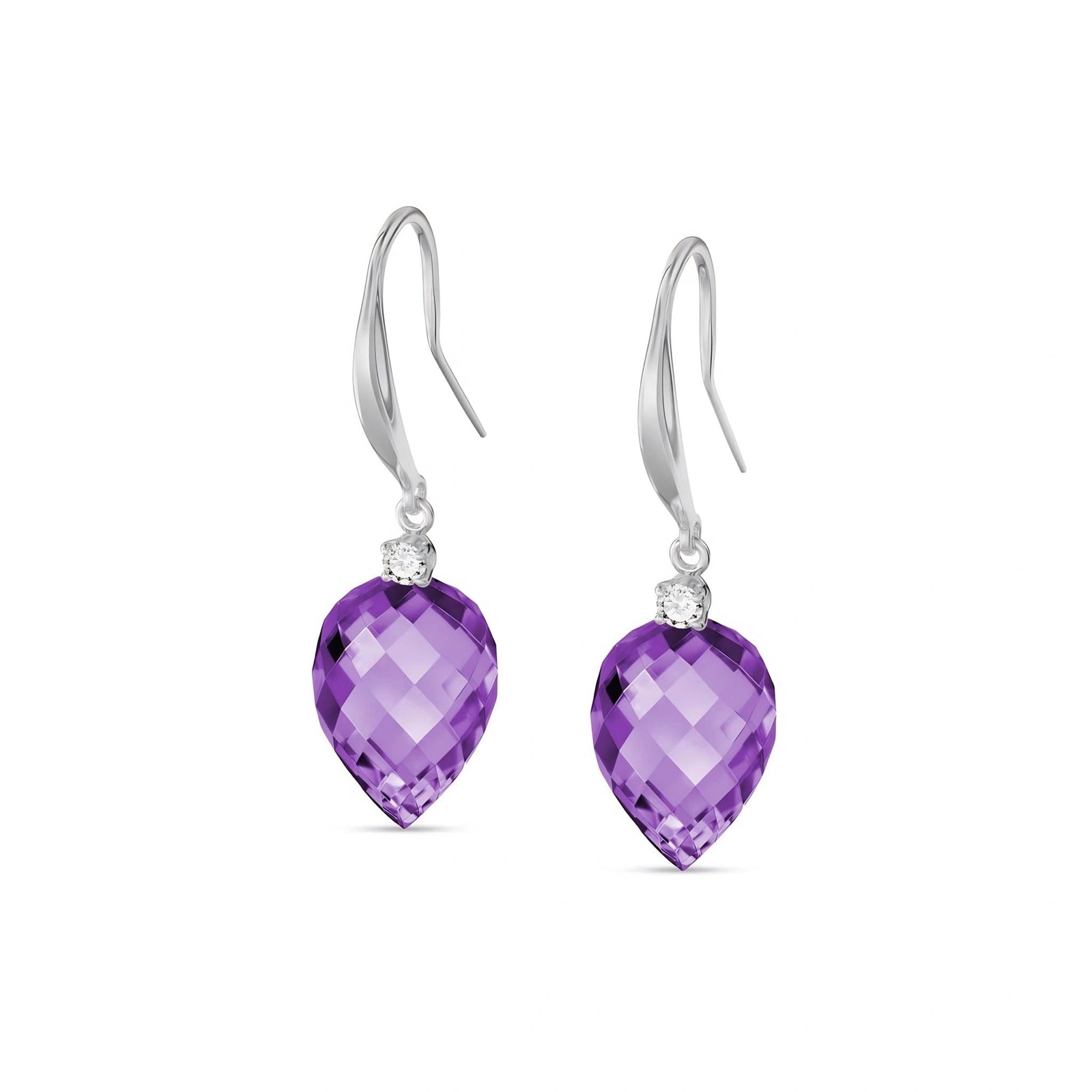 White Gold Earrings Amethyst 10K — Rosangela