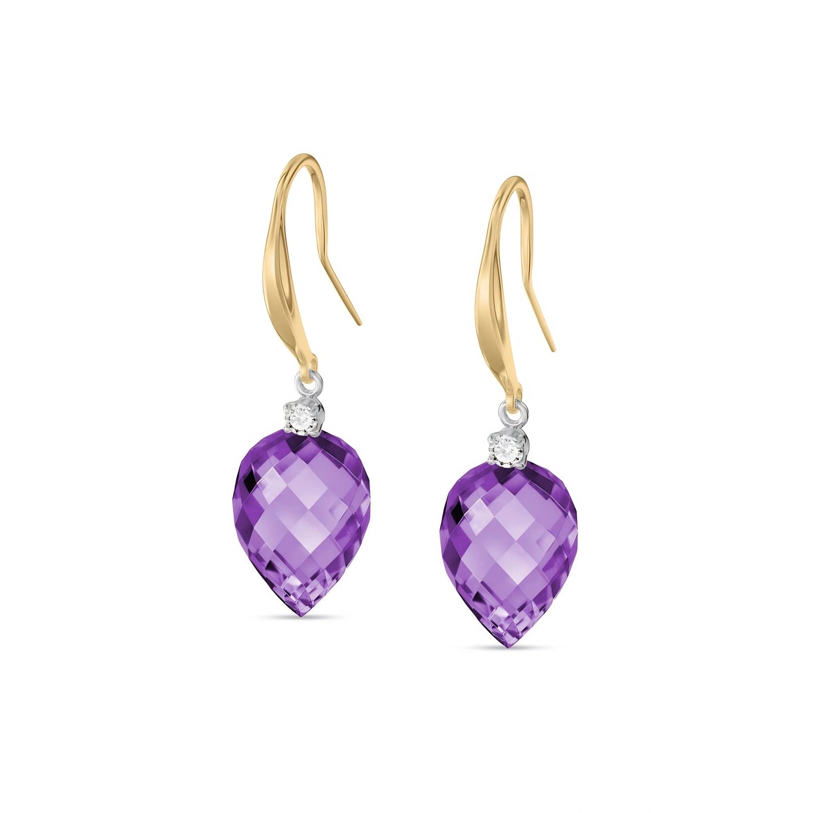 Yellow Gold Earrings Amethyst 10K — Rosangela