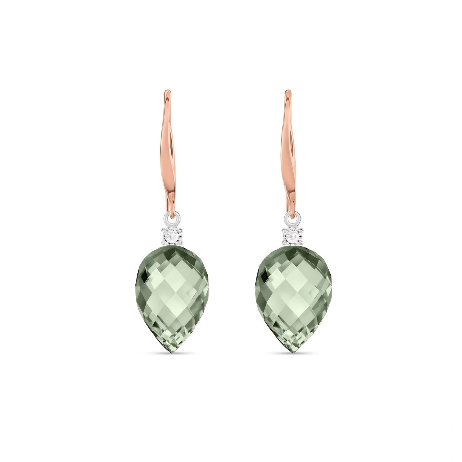 Rose Gold Earrings Green Amethyst 10K — Rosangela