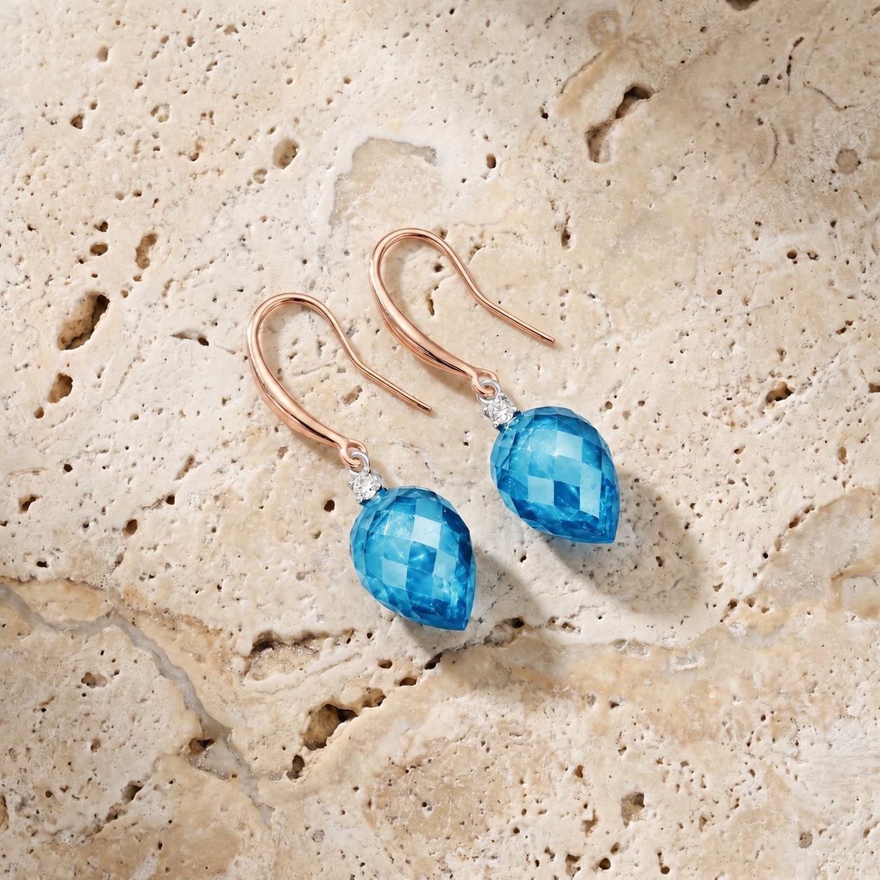 Rose Gold Earrings Green Amethyst 10K — Rosangela