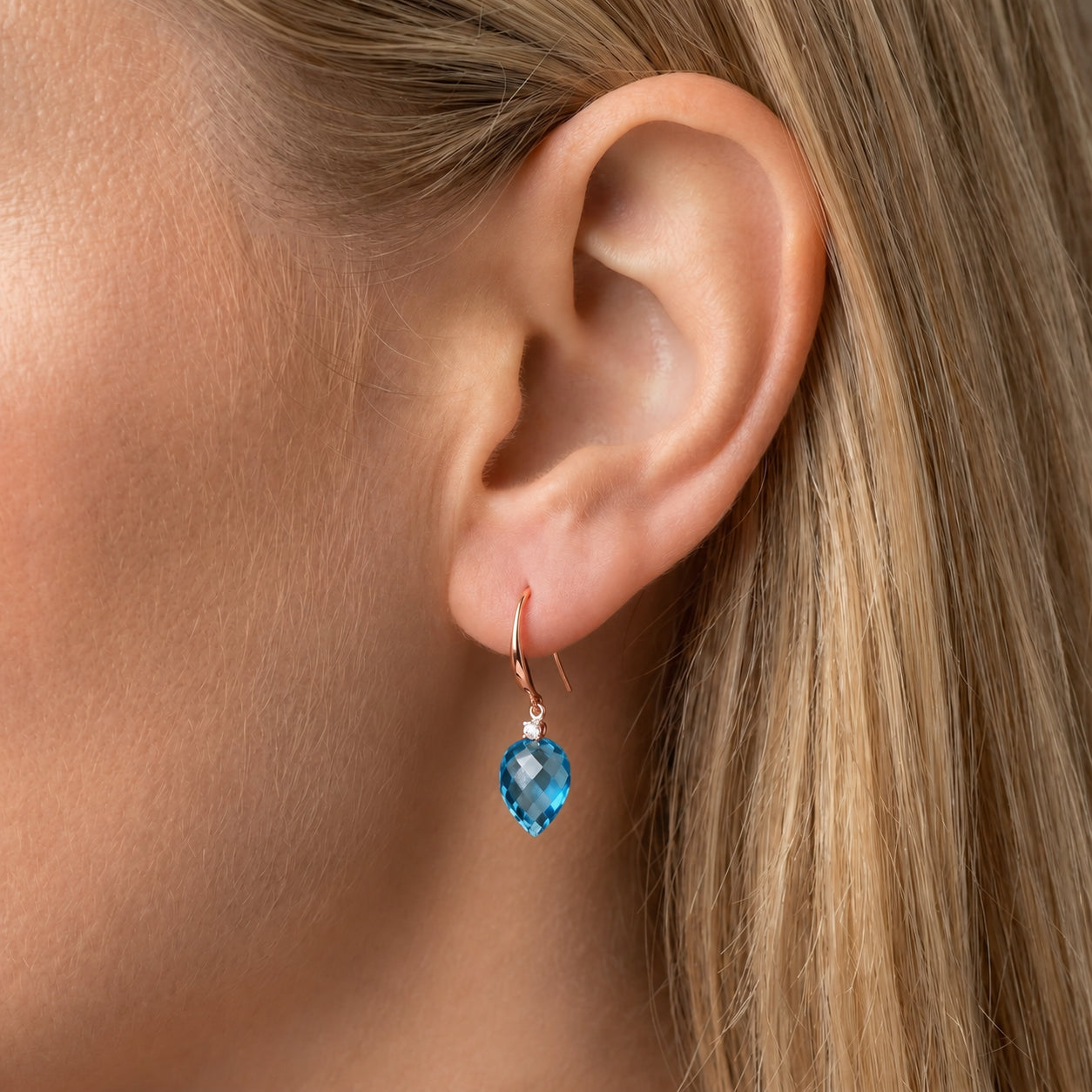 Rose Gold Earrings Green Amethyst 10K — Rosangela