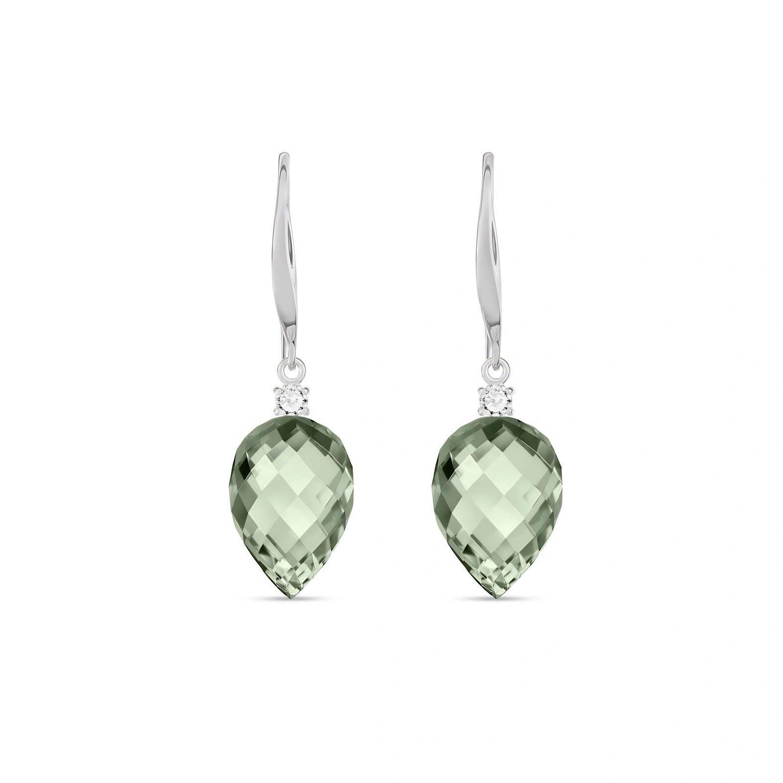 White Gold Earrings Green Amethyst 10K — Rosangela