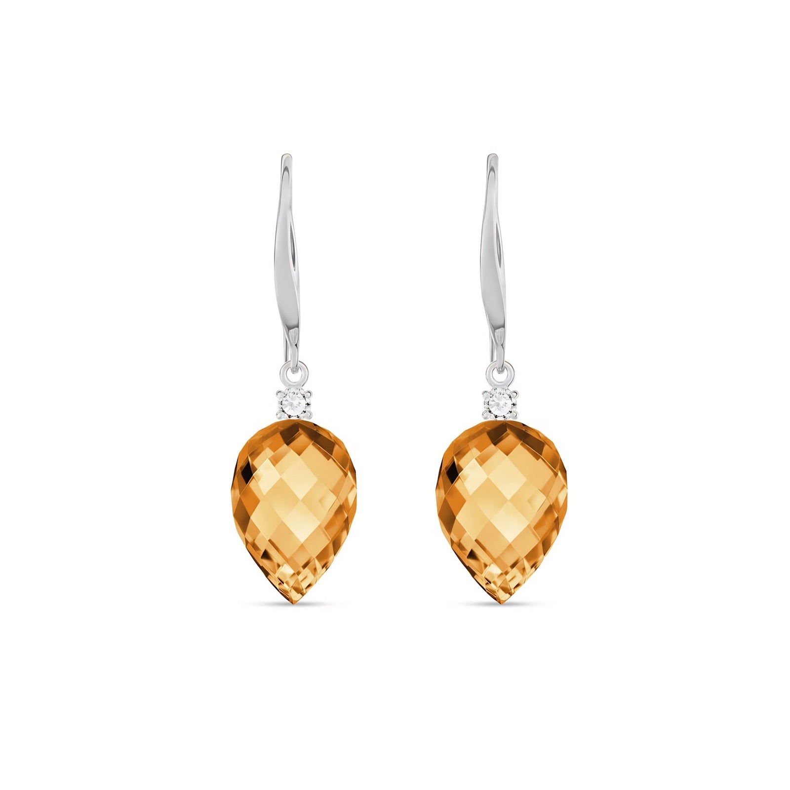 White Gold Earrings Citrine 10K — Rosangela