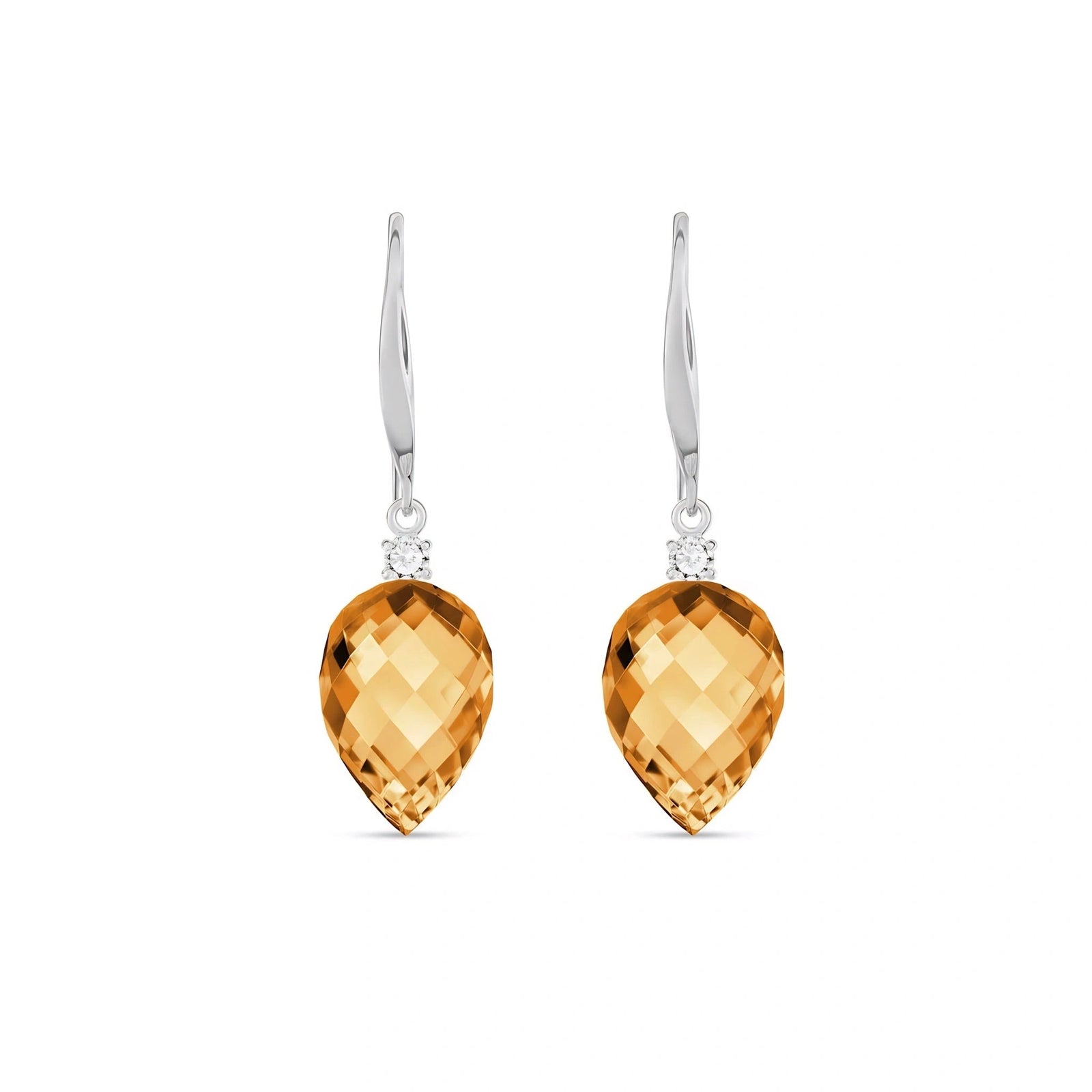 White Gold Earrings Citrine 10K — Rosangela