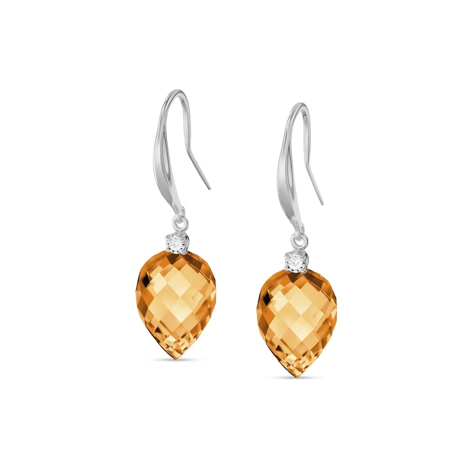 White Gold Earrings Citrine 10K — Rosangela