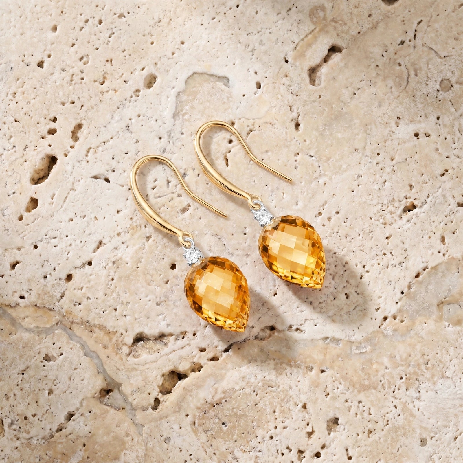 Yellow Gold Earrings Citrine 10K — Rosangela