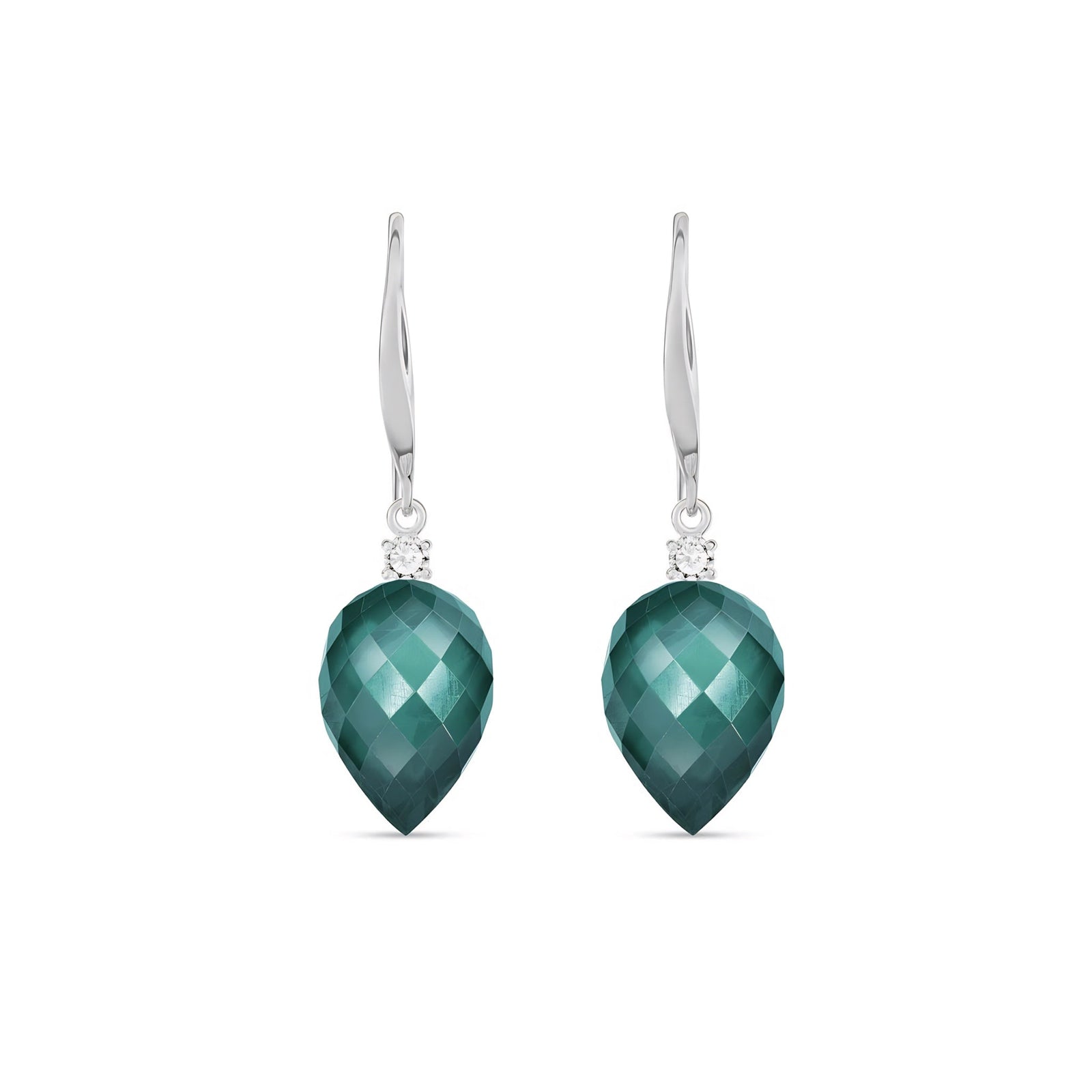 White Gold Earrings Blue Topaz 10K — Rosangela