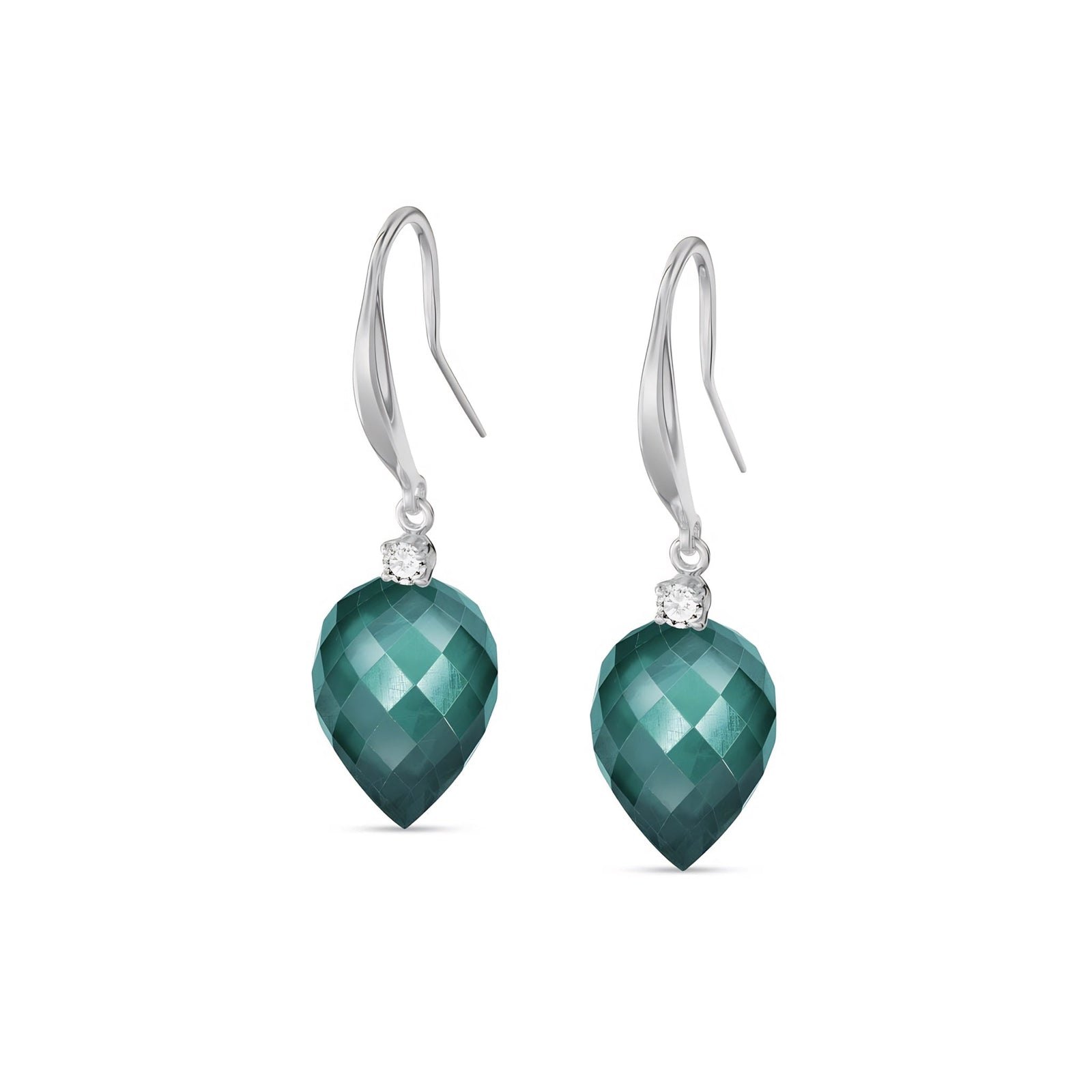 White Gold Earrings Blue Topaz 10K — Rosangela