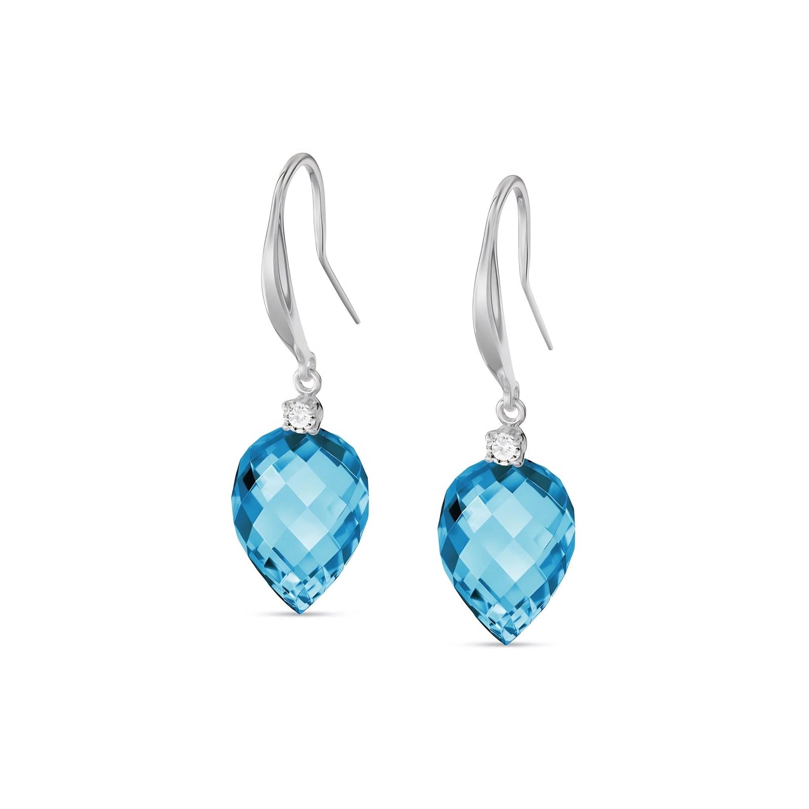 White Gold Earrings Blue Topaz 10K — Rosangela