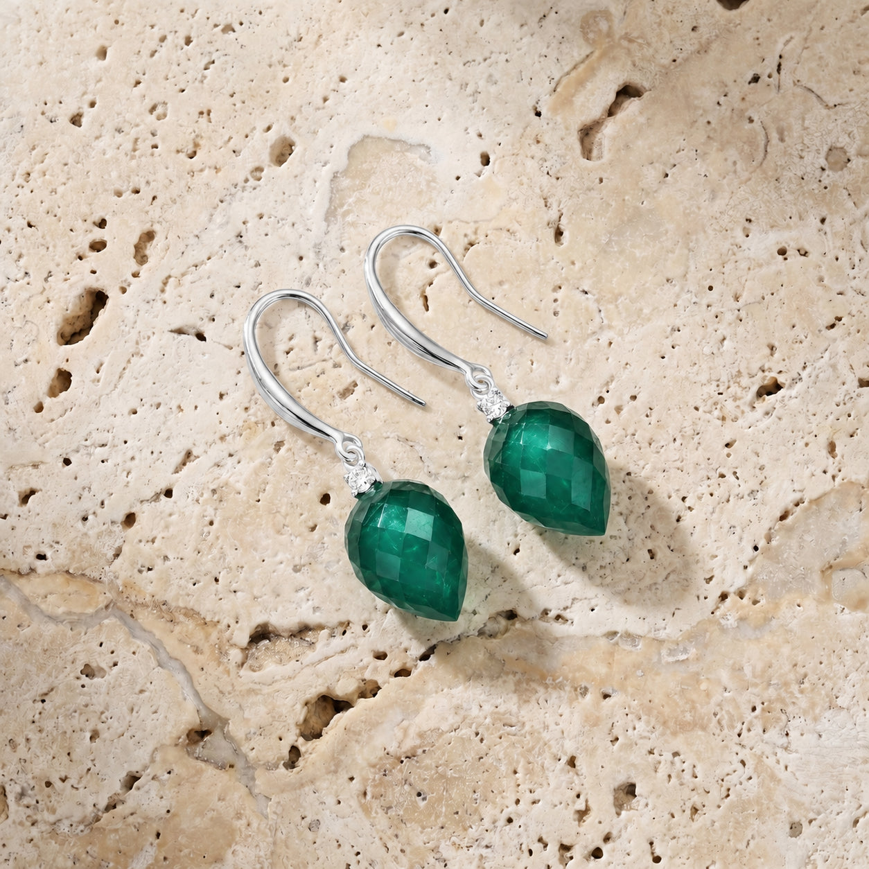 White Gold Earrings Blue Topaz 10K — Rosangela