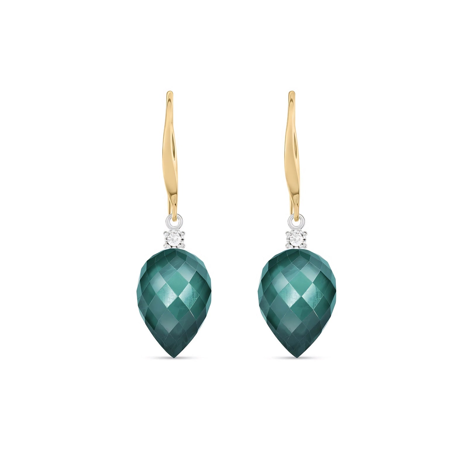 Yellow Gold Earrings Blue Topaz 10K — Rosangela