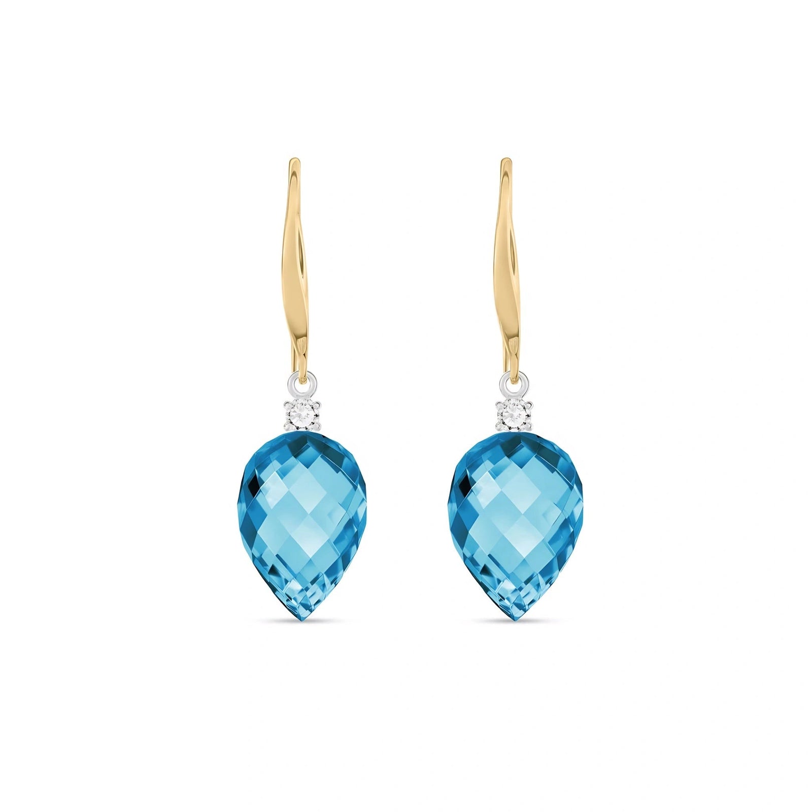 Yellow Gold Earrings Blue Topaz 10K — Rosangela