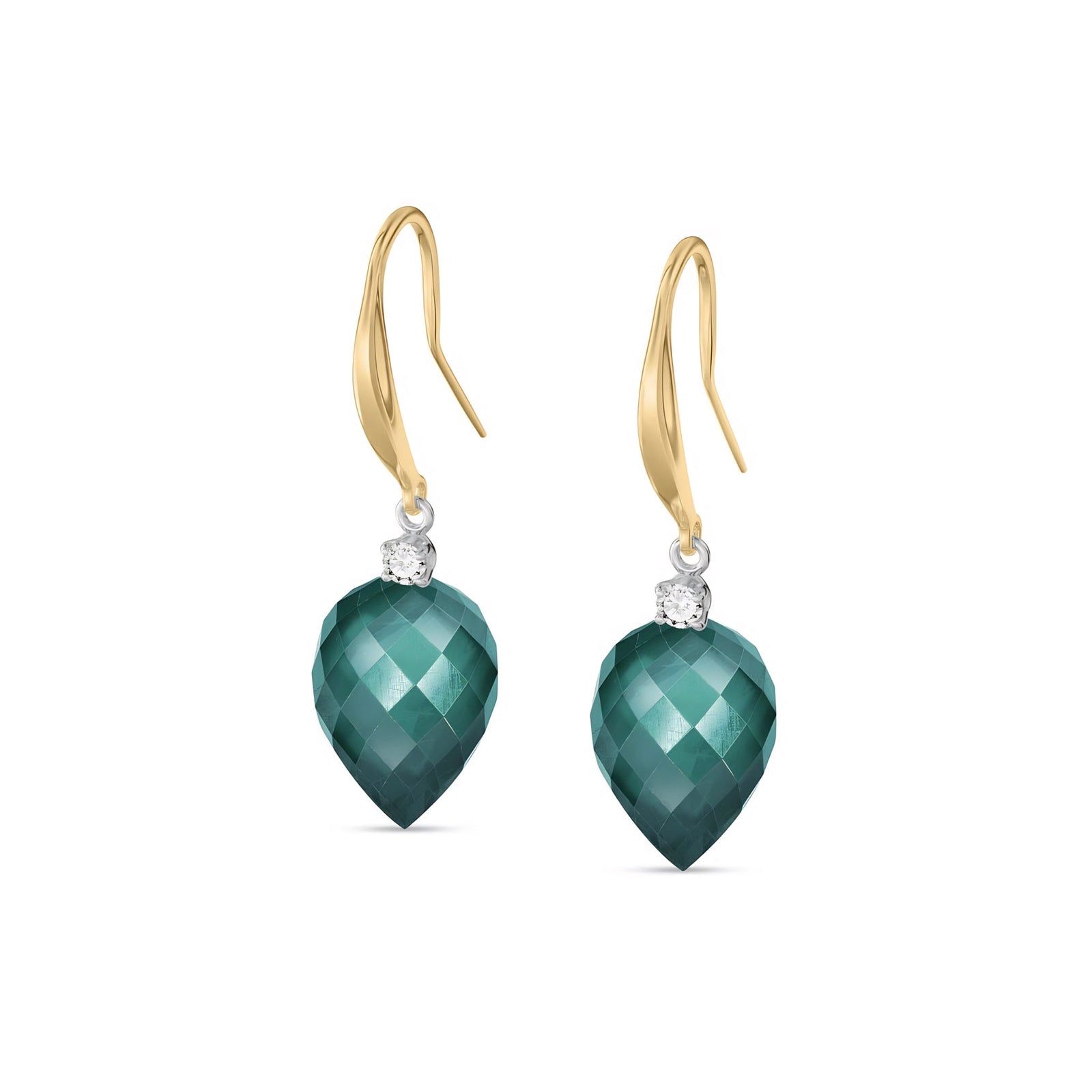 Yellow Gold Earrings Blue Topaz 10K — Rosangela