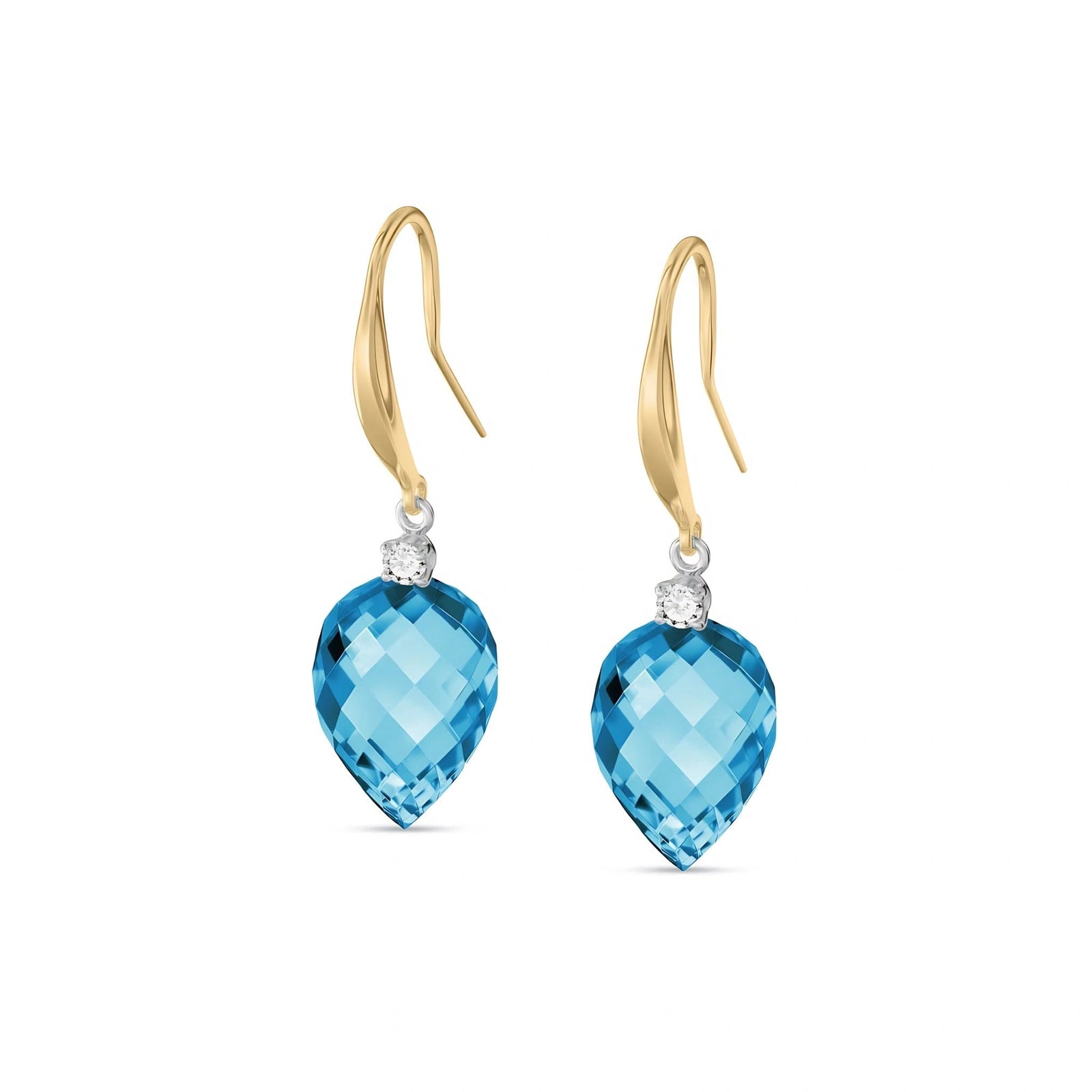 Yellow Gold Earrings Blue Topaz 10K — Rosangela