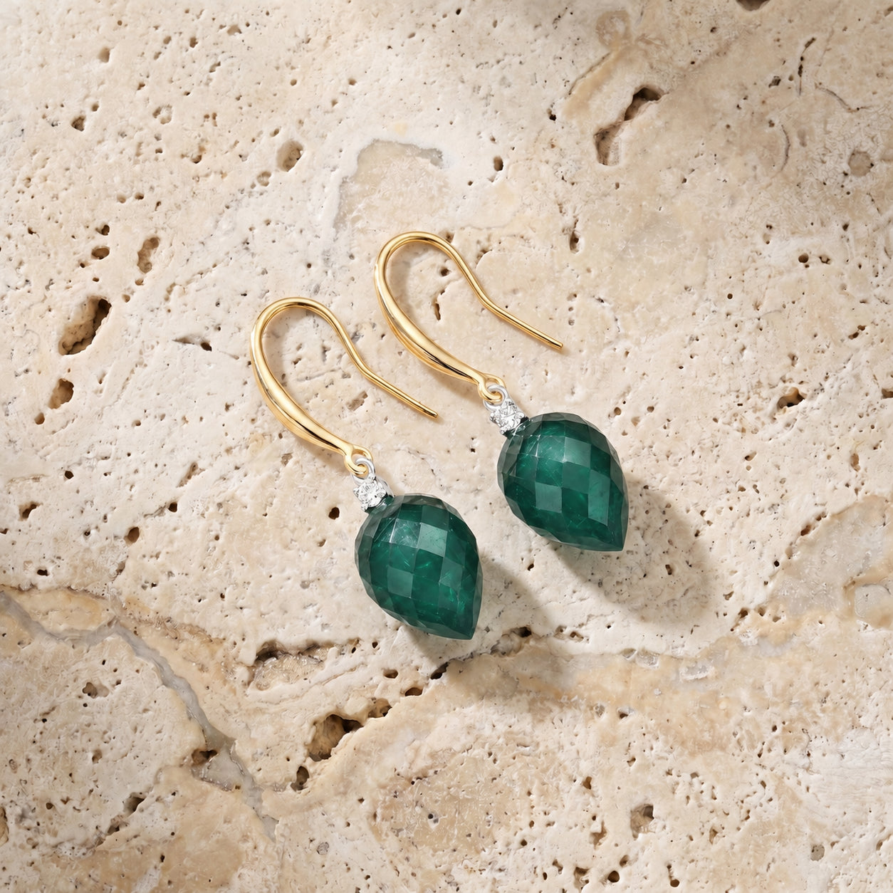 Yellow Gold Earrings Blue Topaz 10K — Rosangela