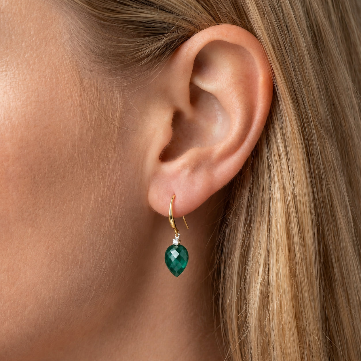 Yellow Gold Earrings Blue Topaz 10K — Rosangela