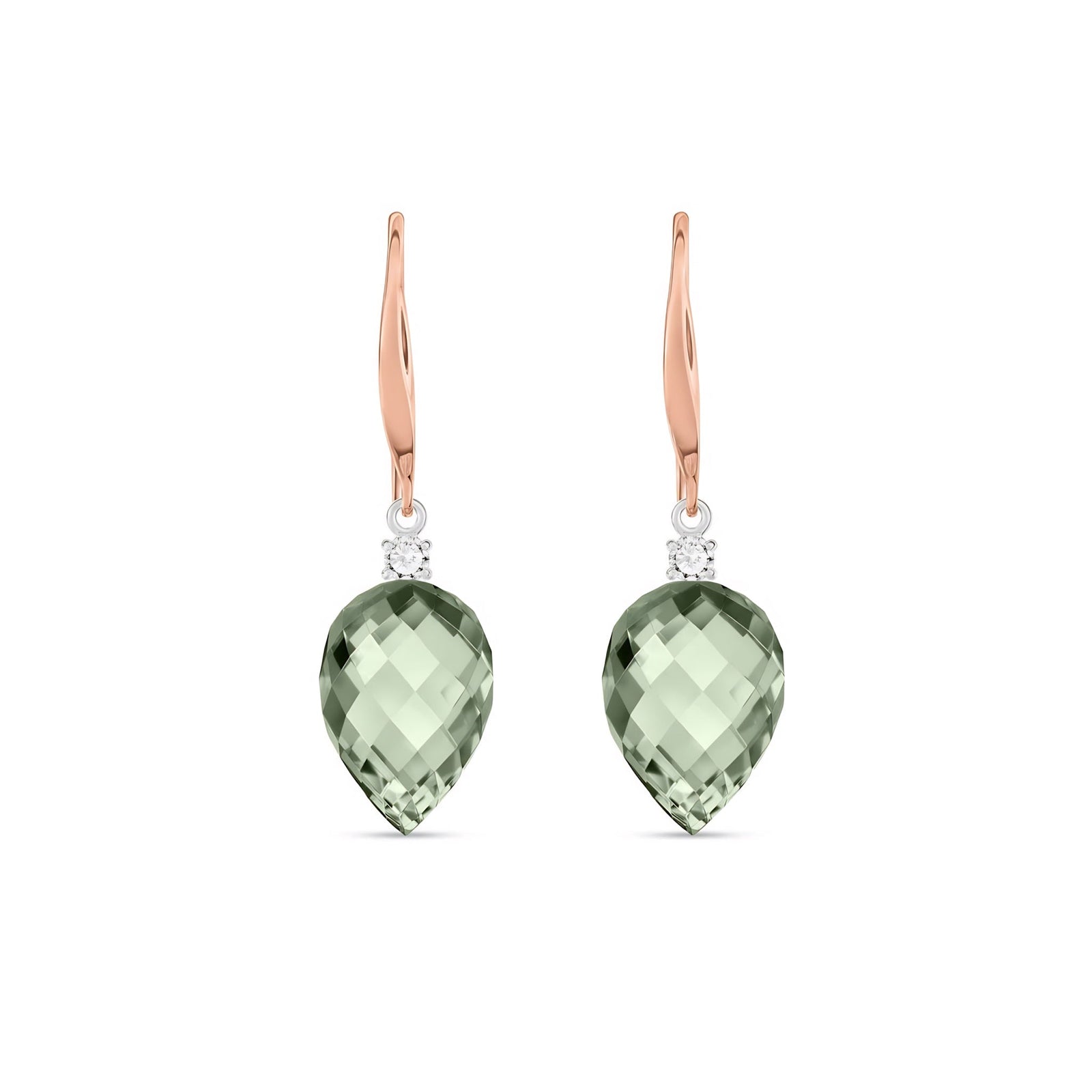 Rose Gold Earrings White Topaz 10K — Rosangela