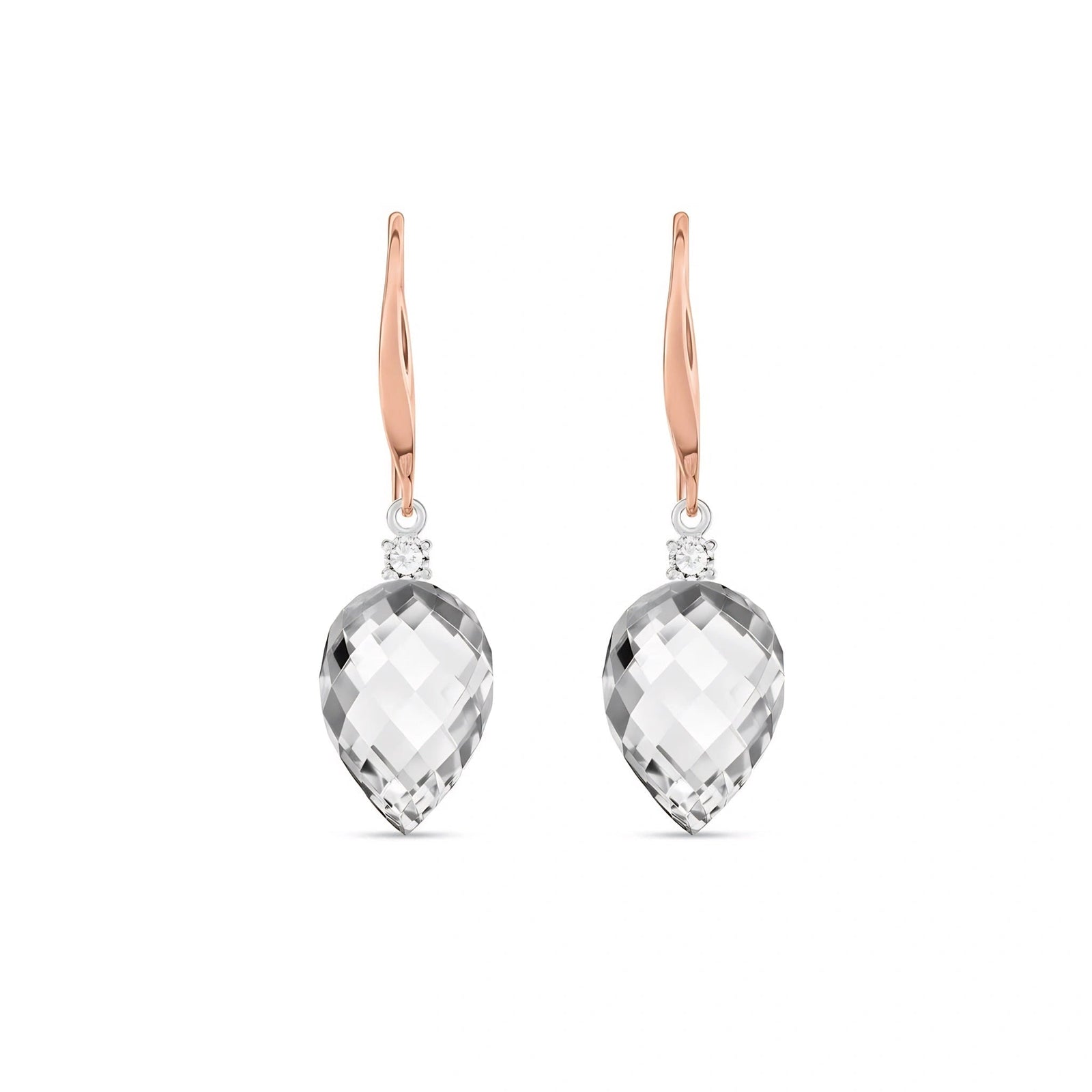 Rose Gold Earrings White Topaz 10K — Rosangela