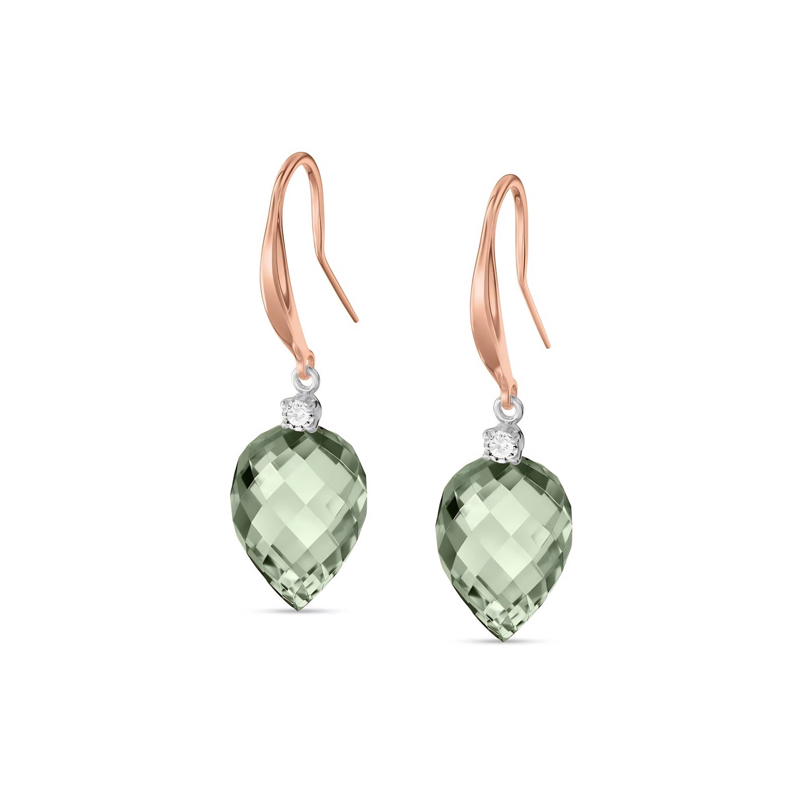 Rose Gold Earrings White Topaz 10K — Rosangela