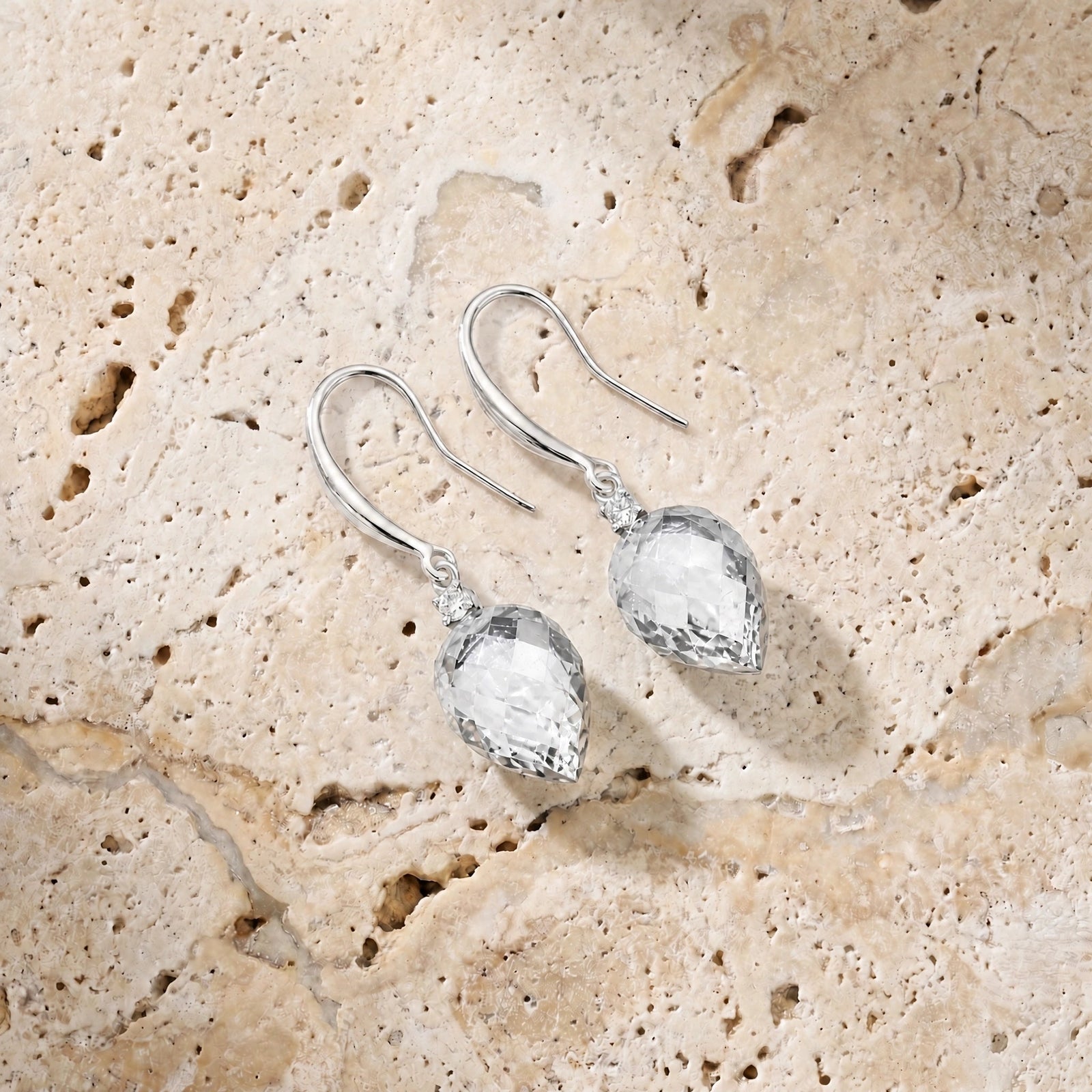 White Gold Earrings White Topaz 10K — Rosangela
