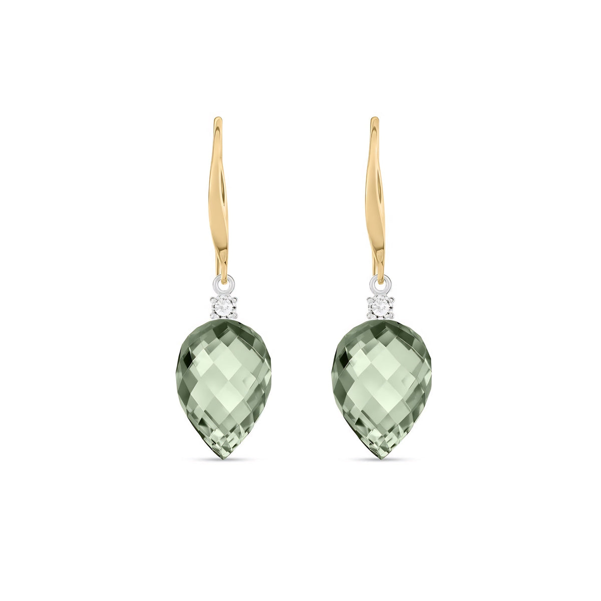 Yellow Gold Earrings White Topaz 10K — Rosangela