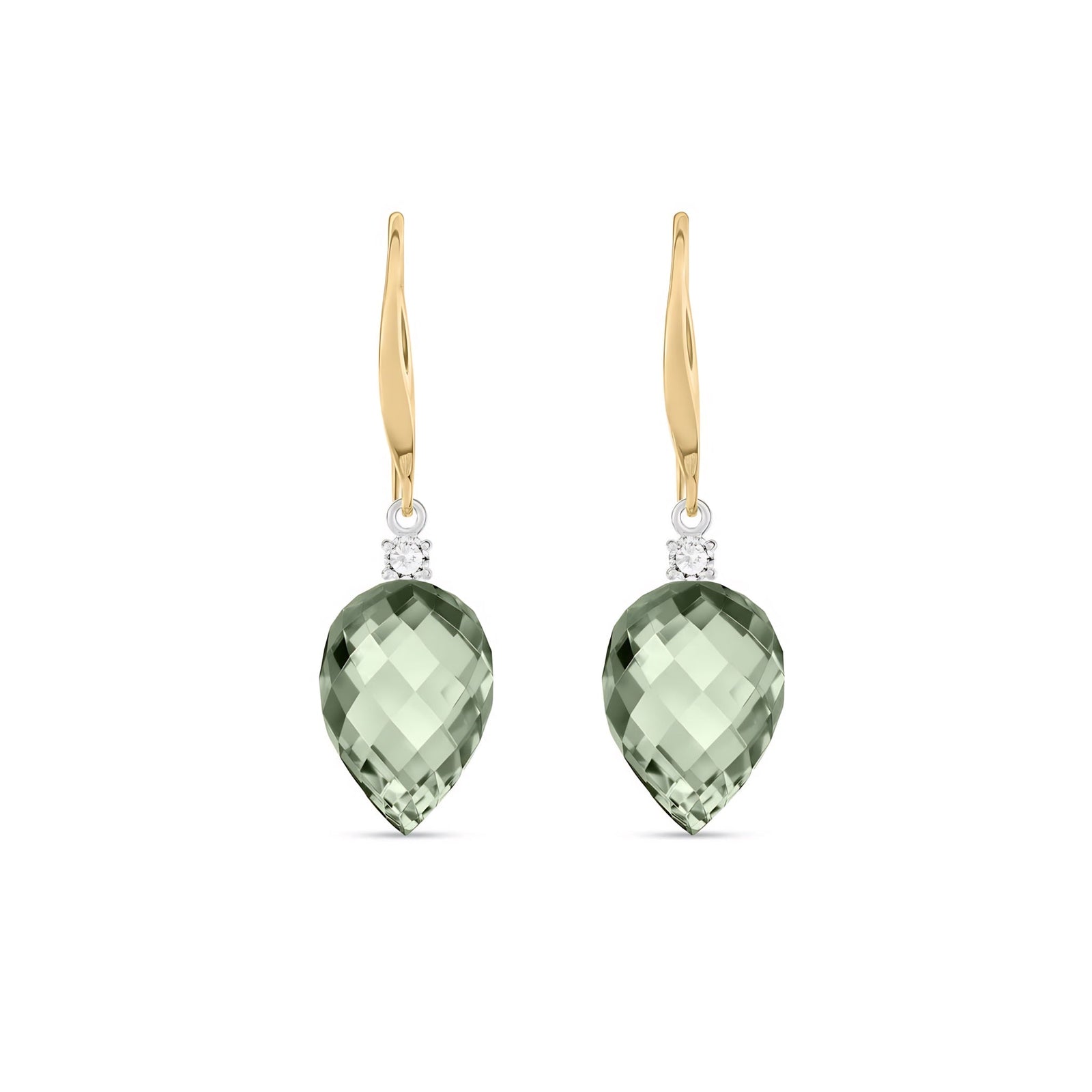 Yellow Gold Earrings White Topaz 10K — Rosangela