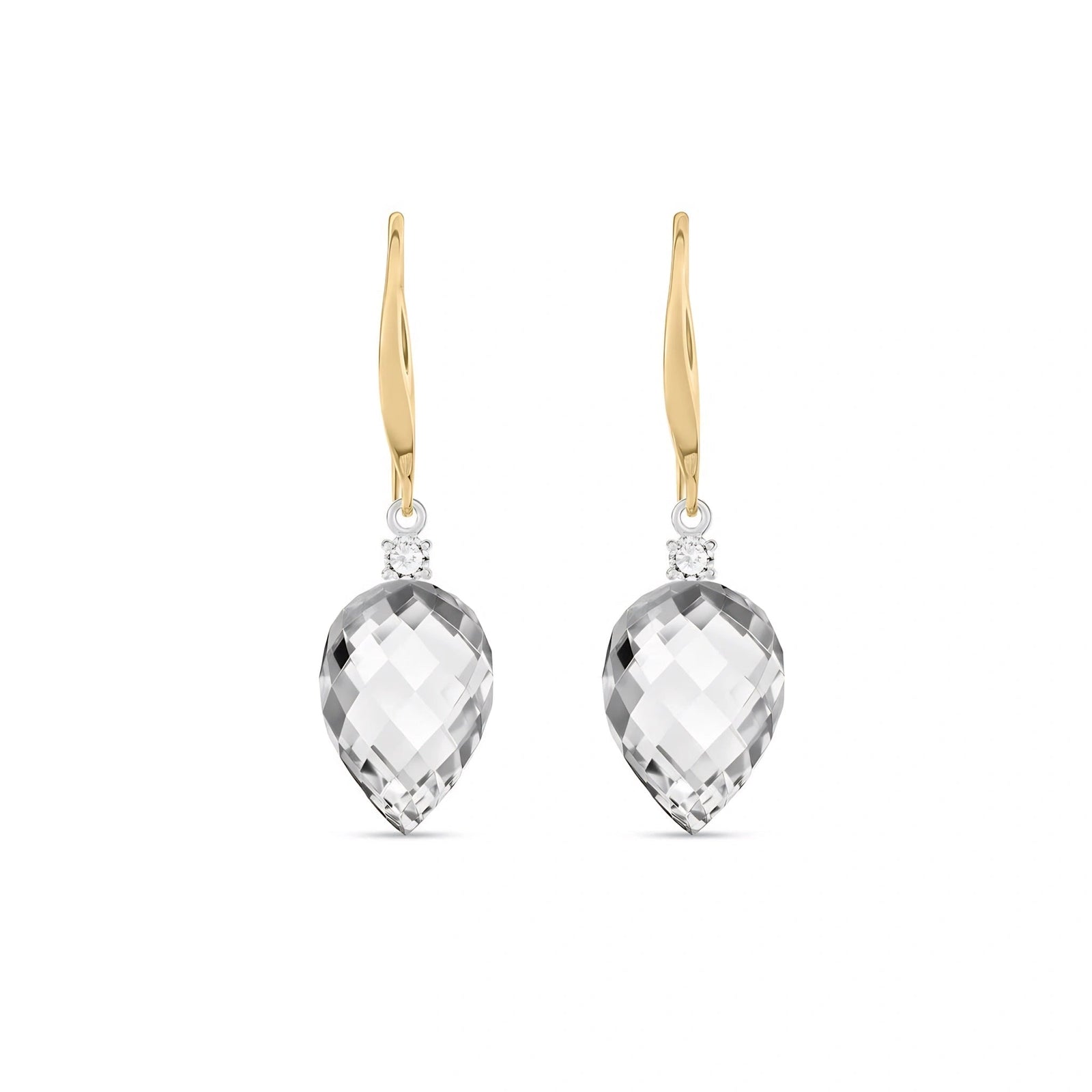 Yellow Gold Earrings White Topaz 10K — Rosangela