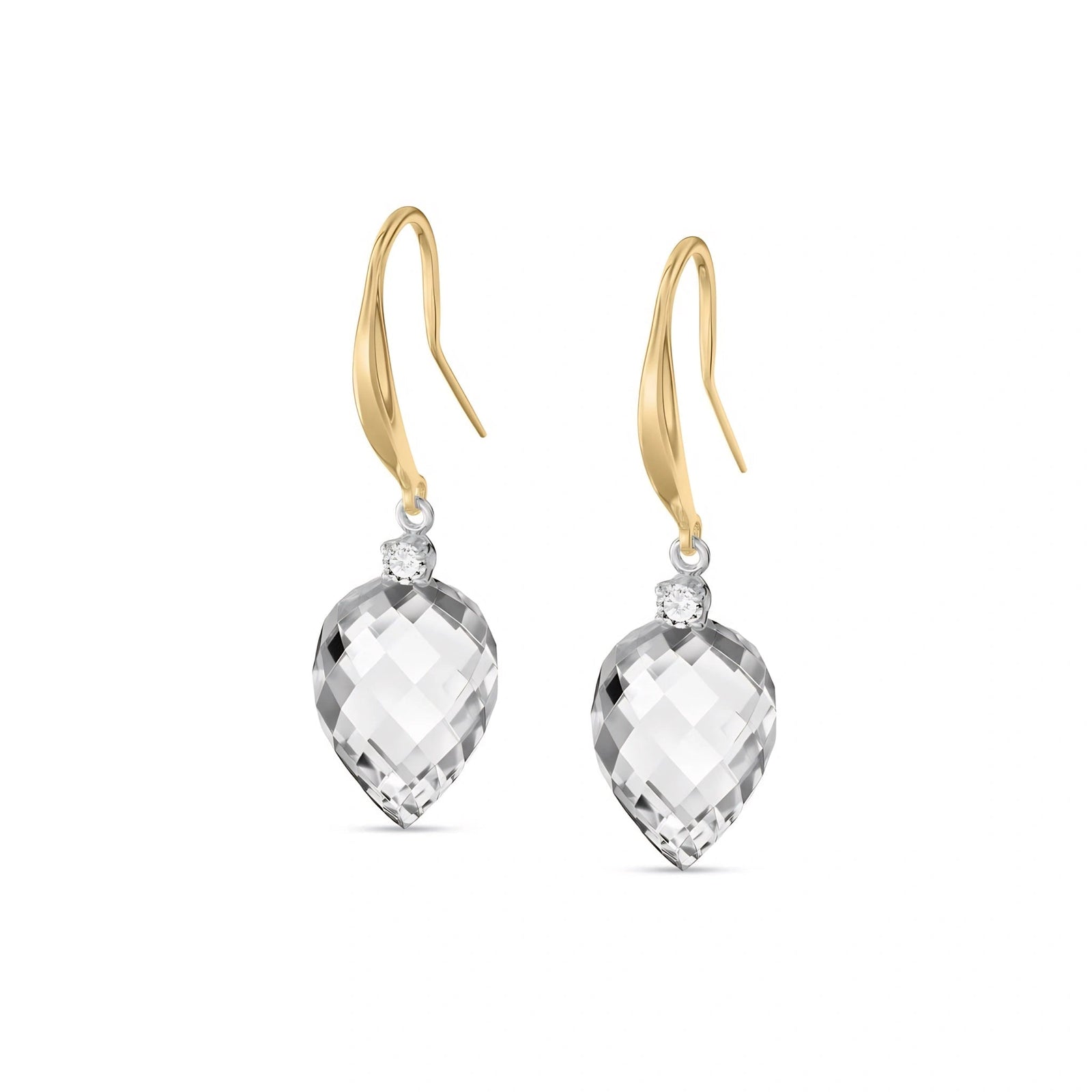 Yellow Gold Earrings White Topaz 10K — Rosangela