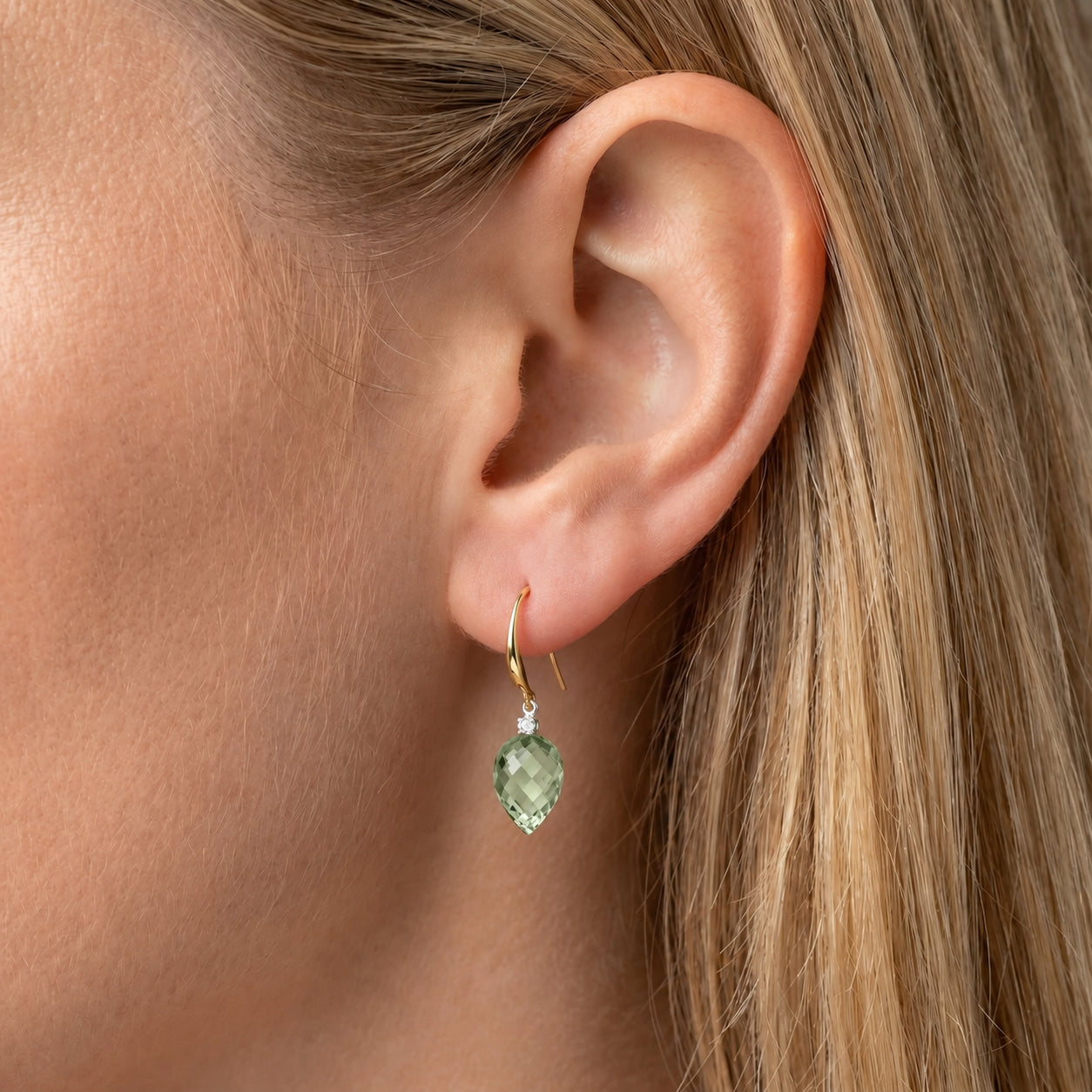 Yellow Gold Earrings White Topaz 10K — Rosangela
