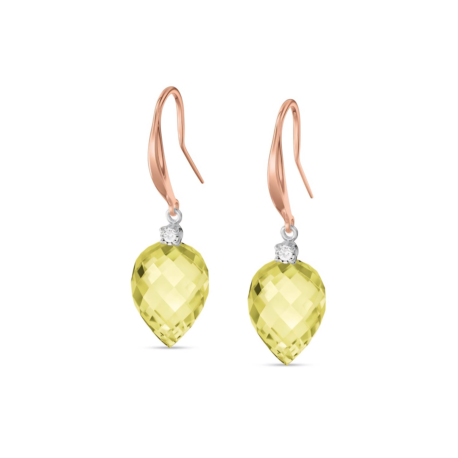 Rose Gold Earrings Lemon Quartz 10K — Rosangela