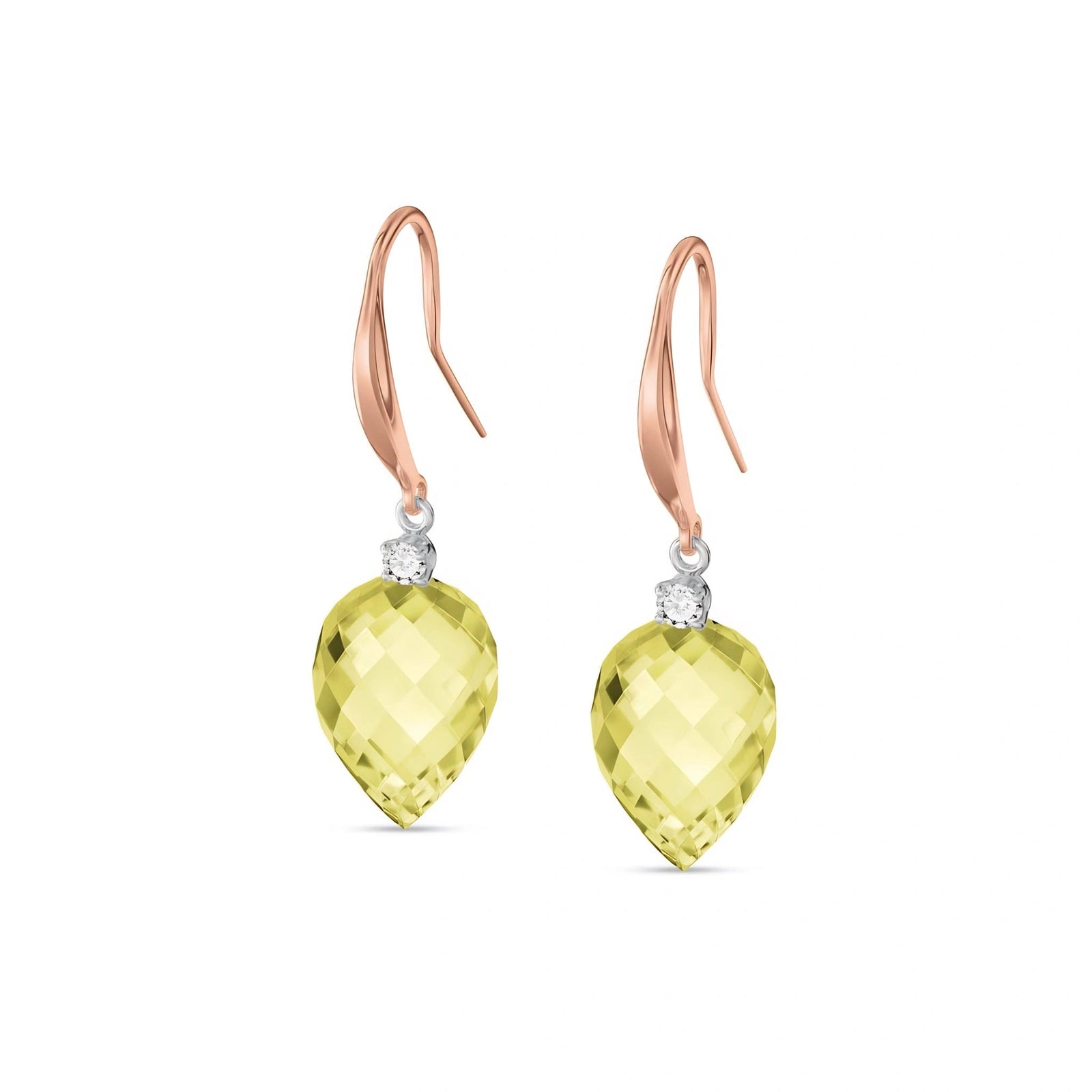 Rose Gold Earrings Lemon Quartz 10K — Rosangela