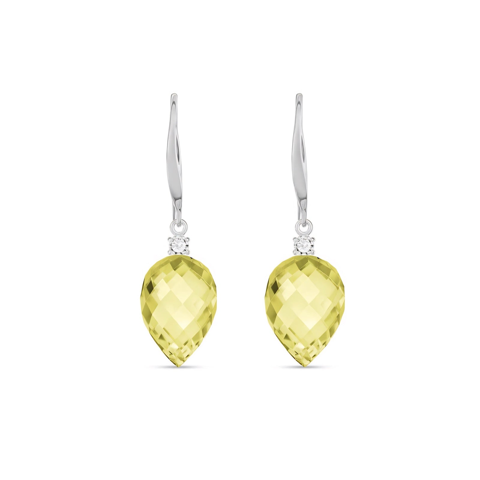 White Gold Earrings Lemon Quartz 10K — Rosangela