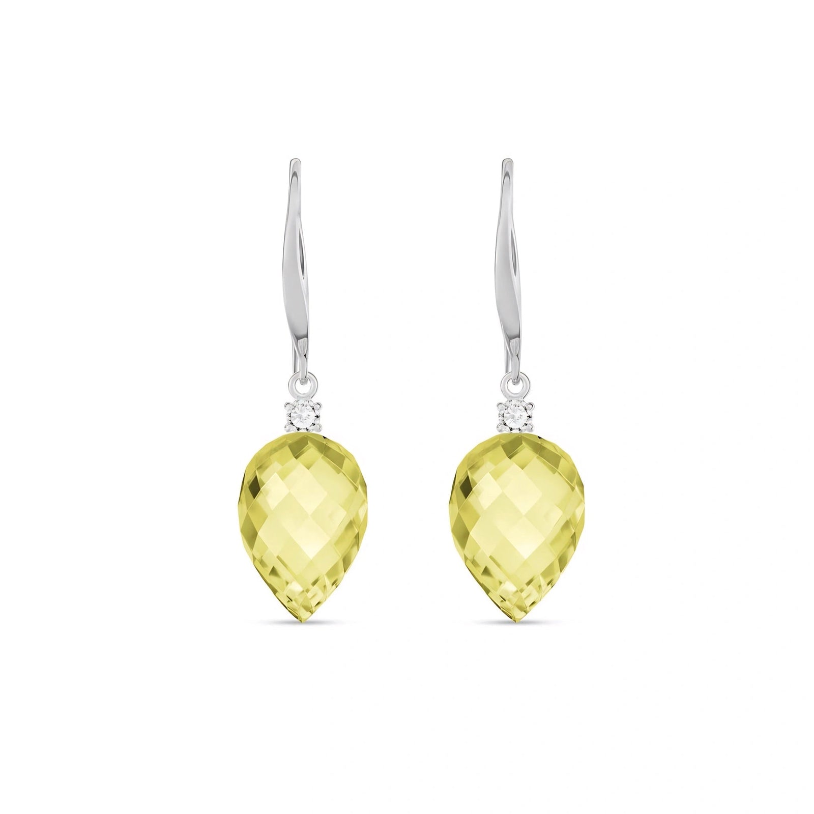 White Gold Earrings Lemon Quartz 10K — Rosangela