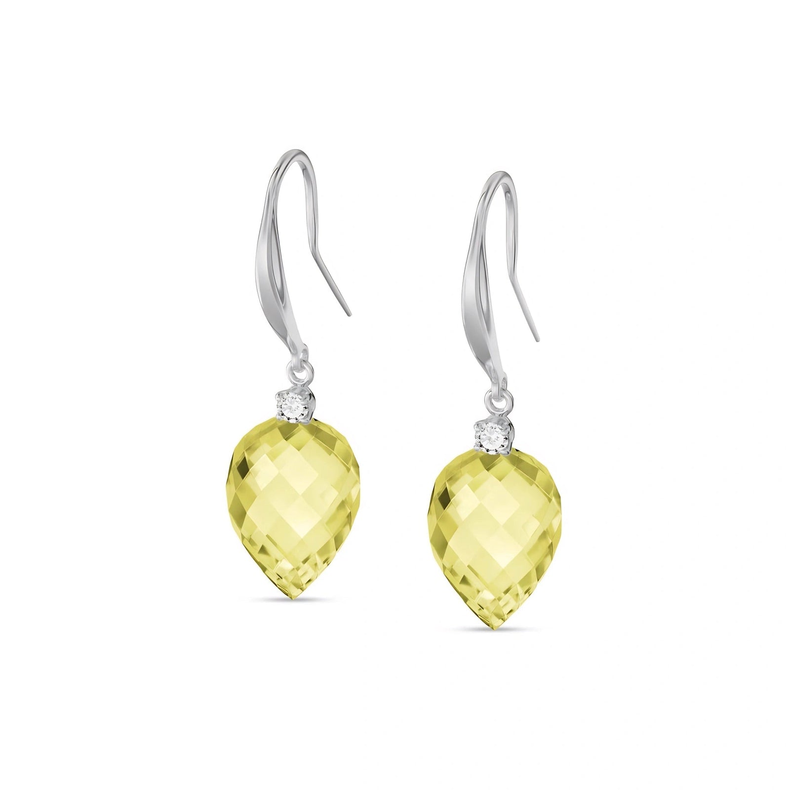 White Gold Earrings Lemon Quartz 10K — Rosangela