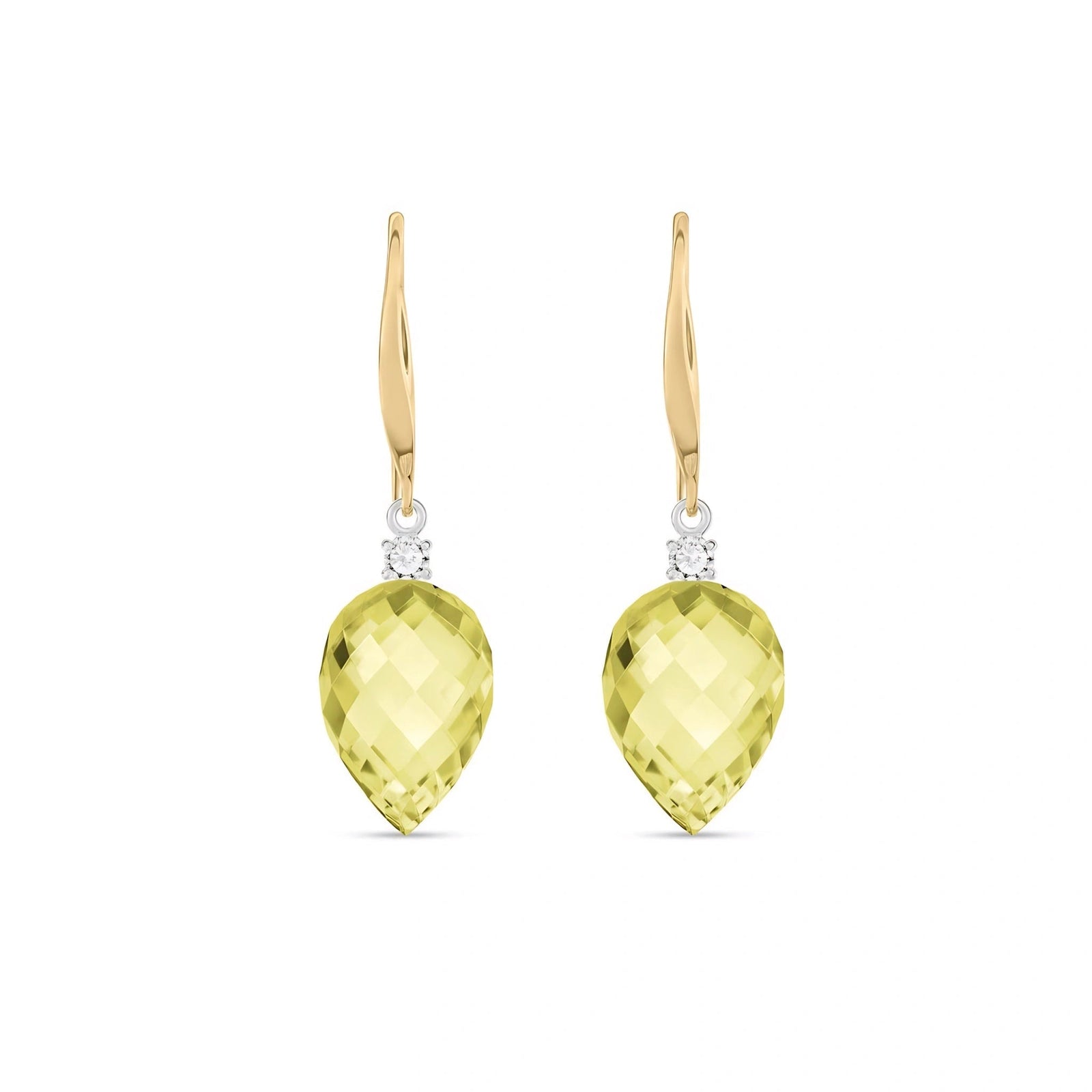 Yellow Gold Earrings Lemon Quartz 10K — Rosangela