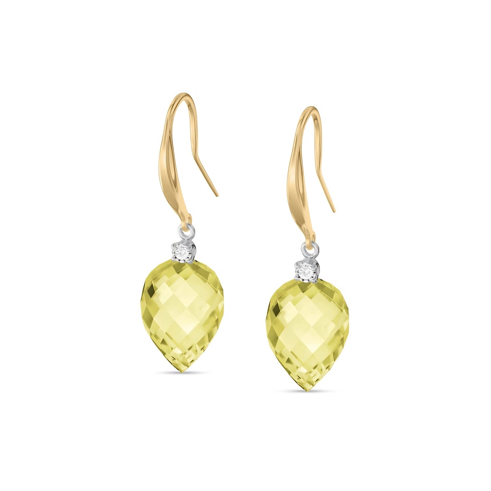 Yellow Gold Earrings Lemon Quartz 10K — Rosangela