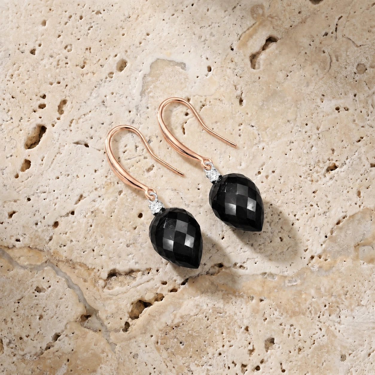 Rose Gold Earrings Spinel 10K — Rosangela