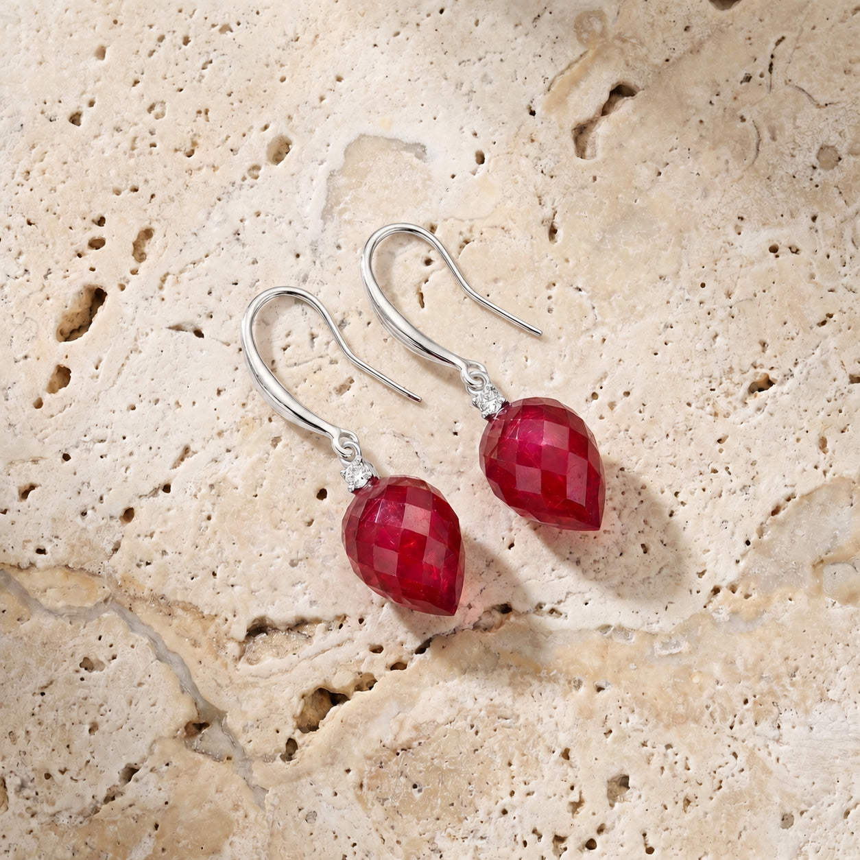 White Gold Earrings Spinel 10K — Rosangela