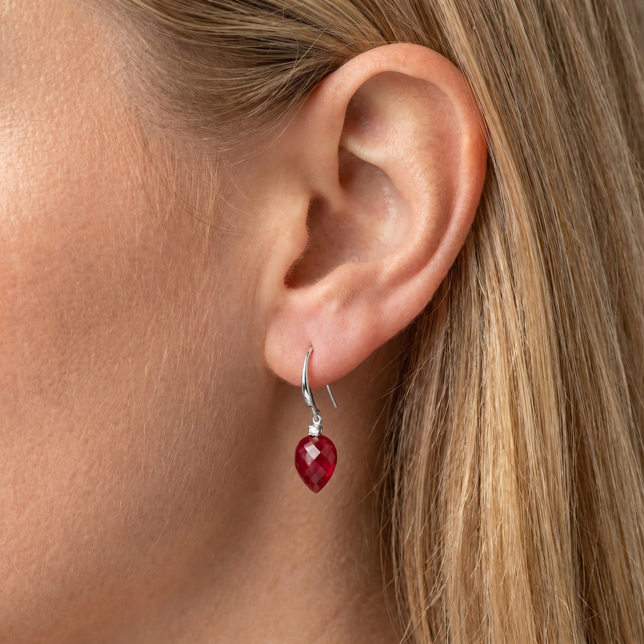 White Gold Earrings Spinel 10K — Rosangela