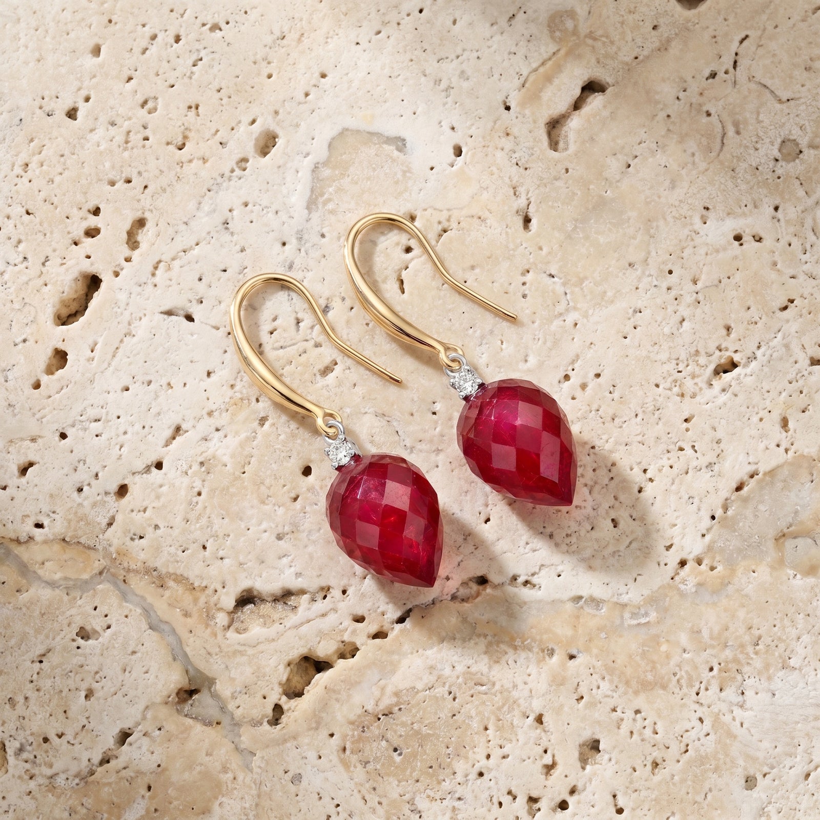 Yellow Gold Earrings Spinel 10K — Rosangela