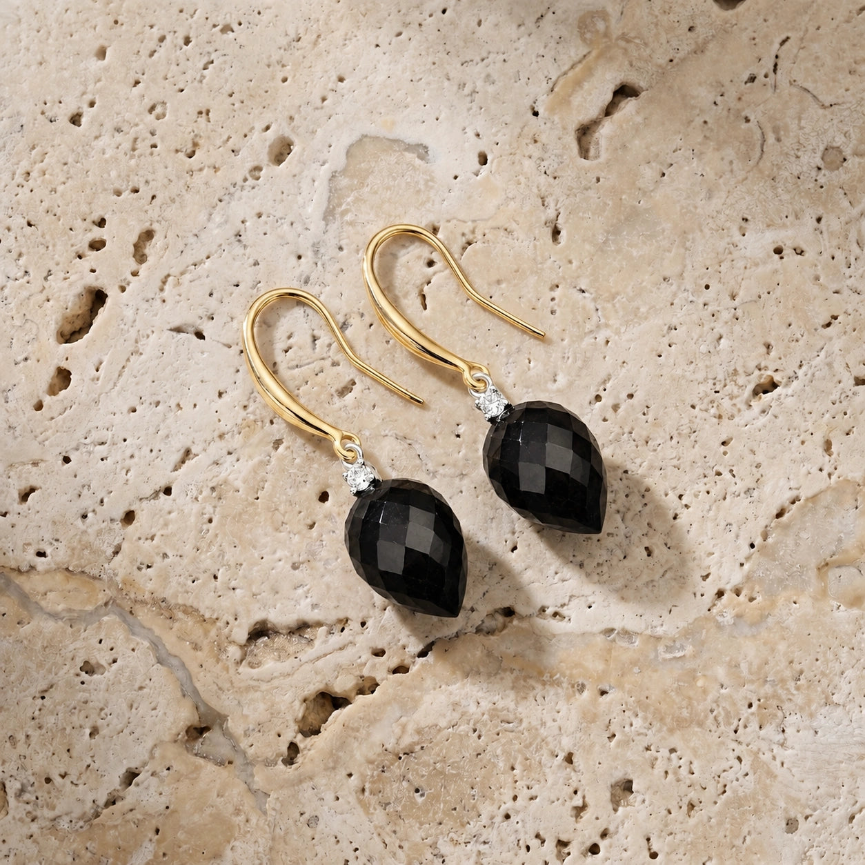 Yellow Gold Earrings Spinel 10K — Rosangela